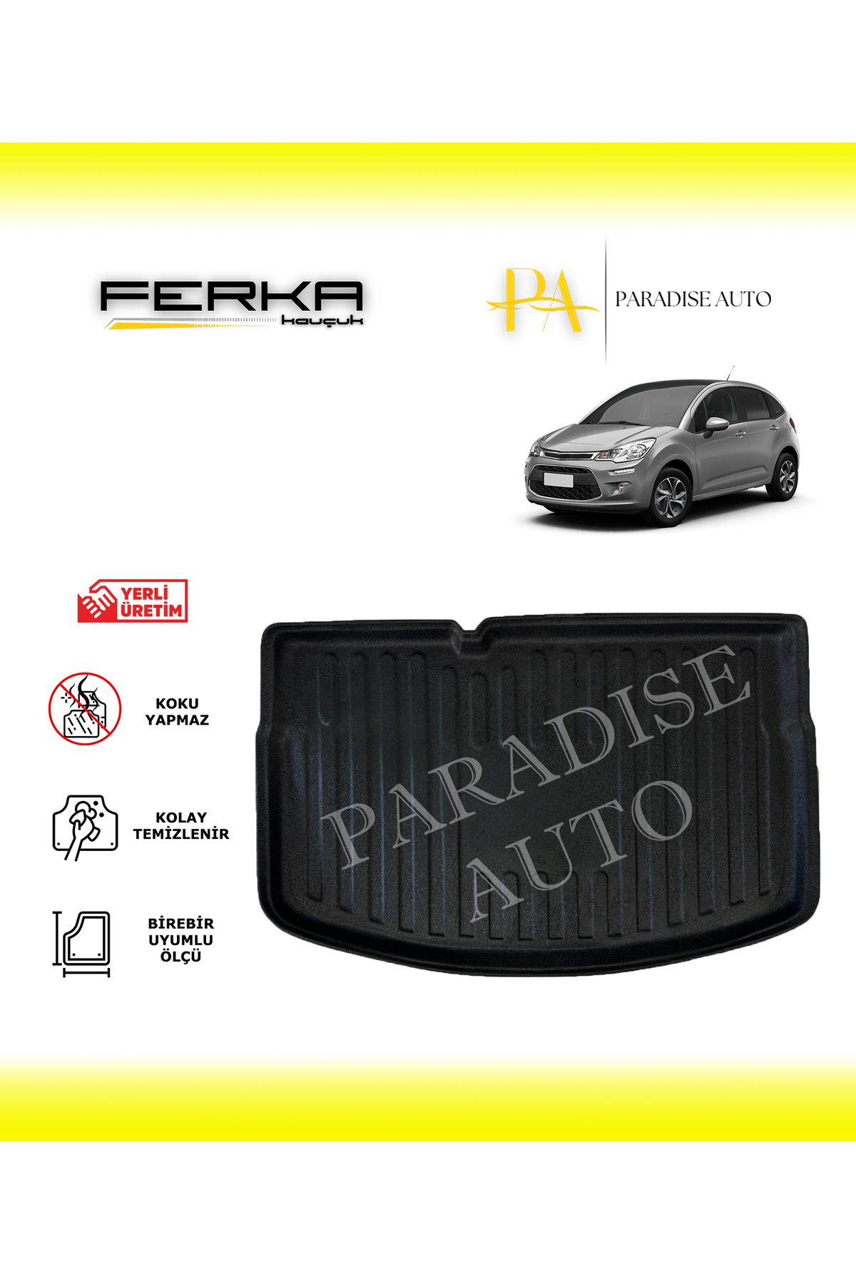 Paradise Auto Citroen C3 HB 5 Kapılı Kalın Stepneli 2010-2016 Bagaj Havuzu