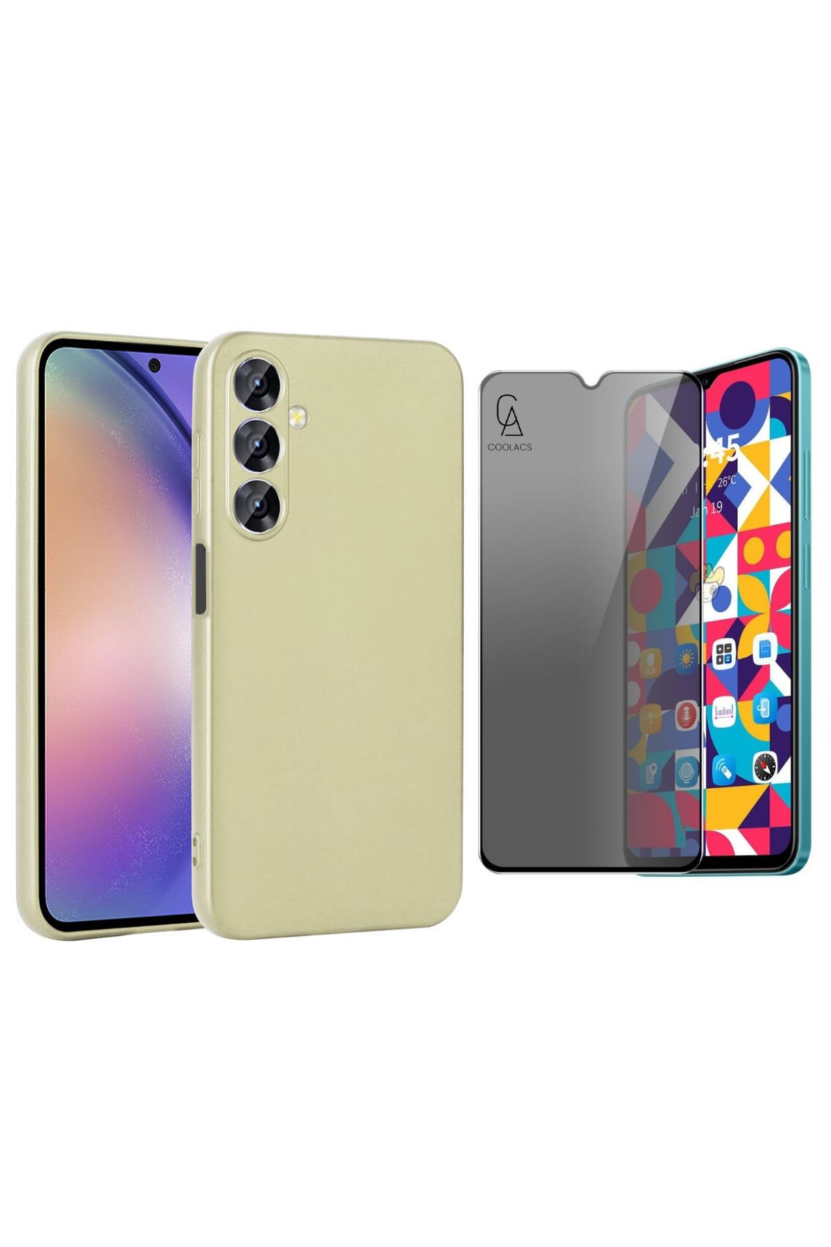 Coolacs Samsung Galaxy A16 Ile Uyumlu Soft Yumuşak Telefon Kılıfı ve Hayalet Privacy Ekran Koruyucu Seti