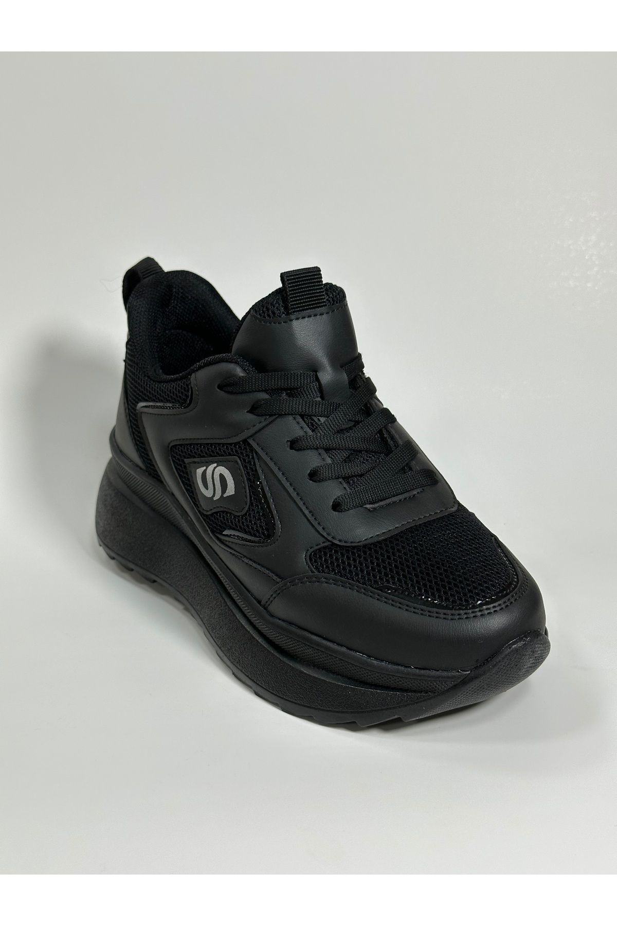 ZNG SHOES Siyah Anorak Bağcıklı Dolgu Yüksek Tabanlı Kadın Sneaker Spor Ayakkabı
