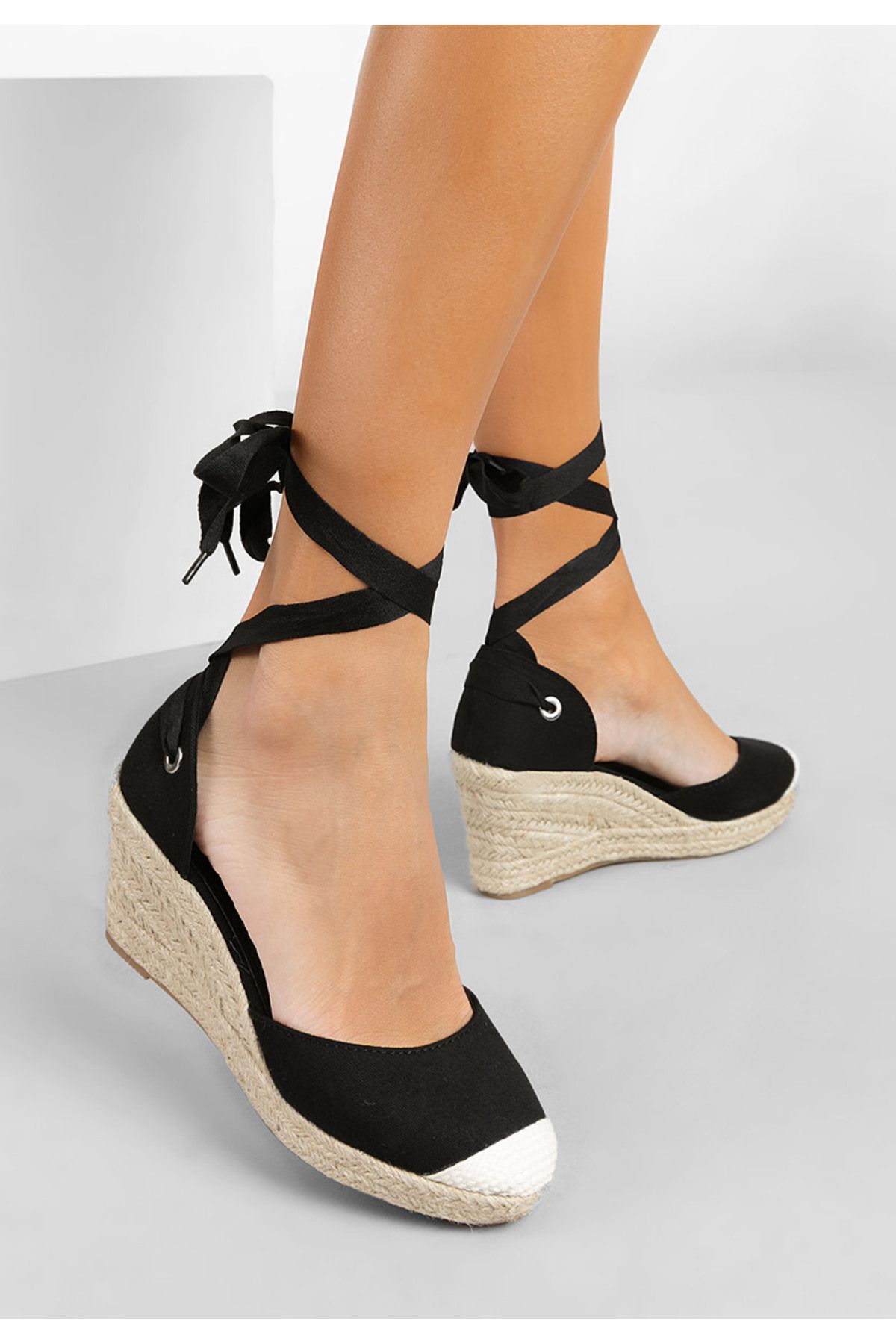 B T Shoes-Sandale Cu Platforma Tip Espadrile Vilena Negre 1