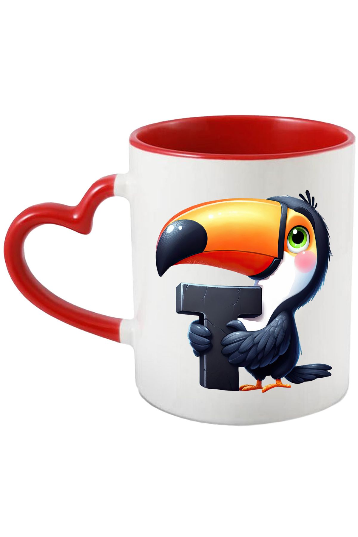 StoryGift Romania Cana Cu Pasarea Tucan Cu Litera "t", Ilustratie, Pentru Copii, Scoala, Elev, Cla, Cu ,stg - One Size