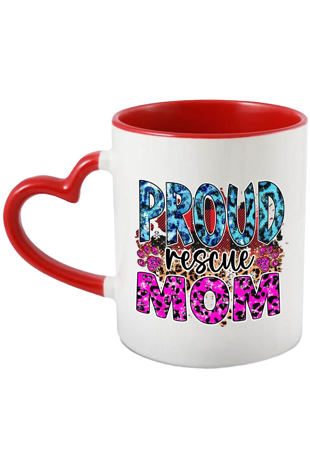 StoryGift Romania Cana Cu Mesajul "proud Rescue Mom", Caine, Animal De Companie, Ilustratie, Adopt, Cu ,stg - One Size