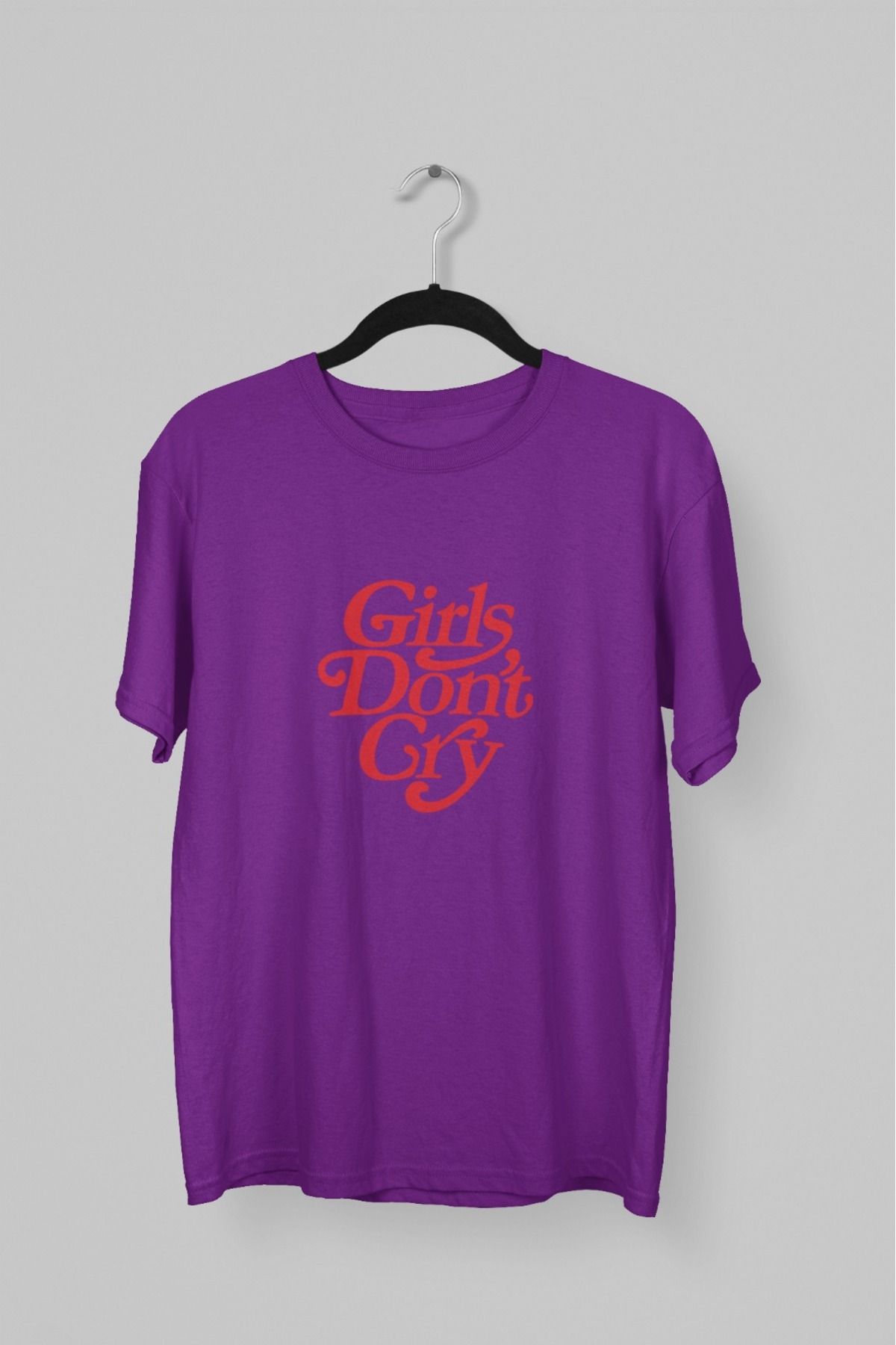 Butik KIZ/KADIN -GIRL DON'T GRY- TRANSFER BASKILI YUVARLAK YAKA KISA KOL TİŞÖRT