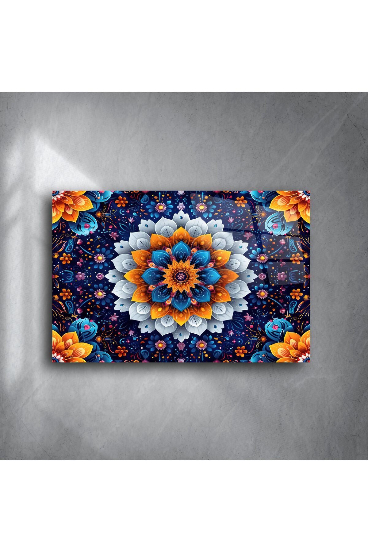 LEYLASER Mandala Desenli Renkli Cam Tablo