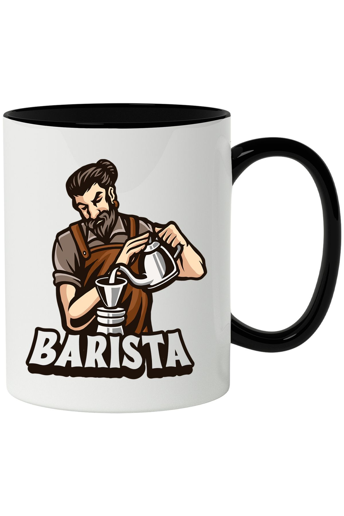 StoryGift Romania Cana Cu Barista, Ceainic, Barba, Cafenea, Sort, Hipster, Multicolor 330 Ml, Cera, Cu ,stg - One Size