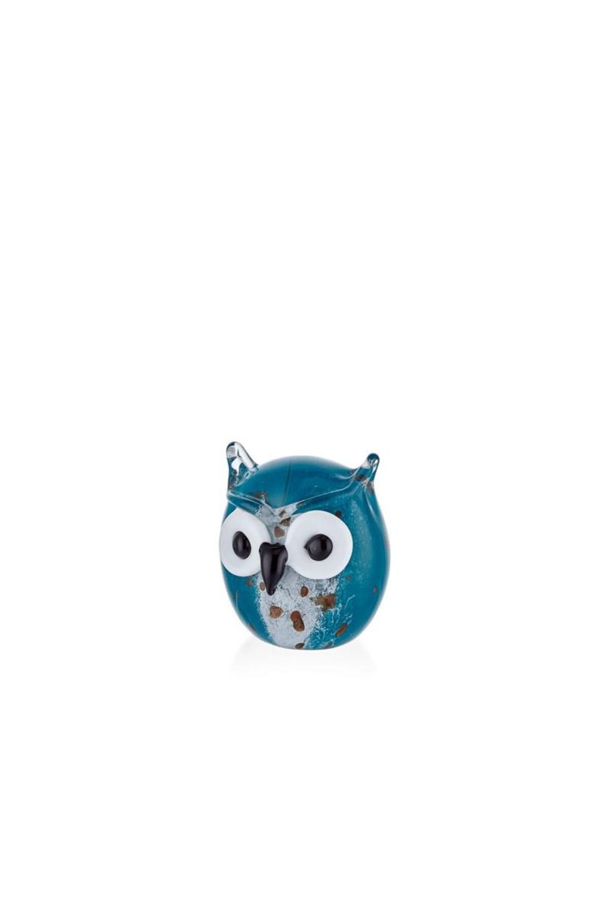 LAMEDORE Owl Blue Glass Decor 8x8x10 Cm