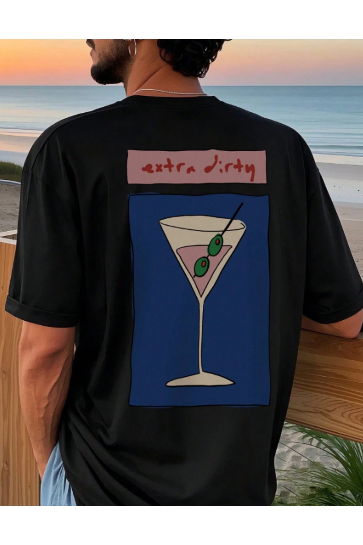 AEMİ Unisex Ekstra Dirty Baskılı Oversize Bisiklet Yaka T-shirt