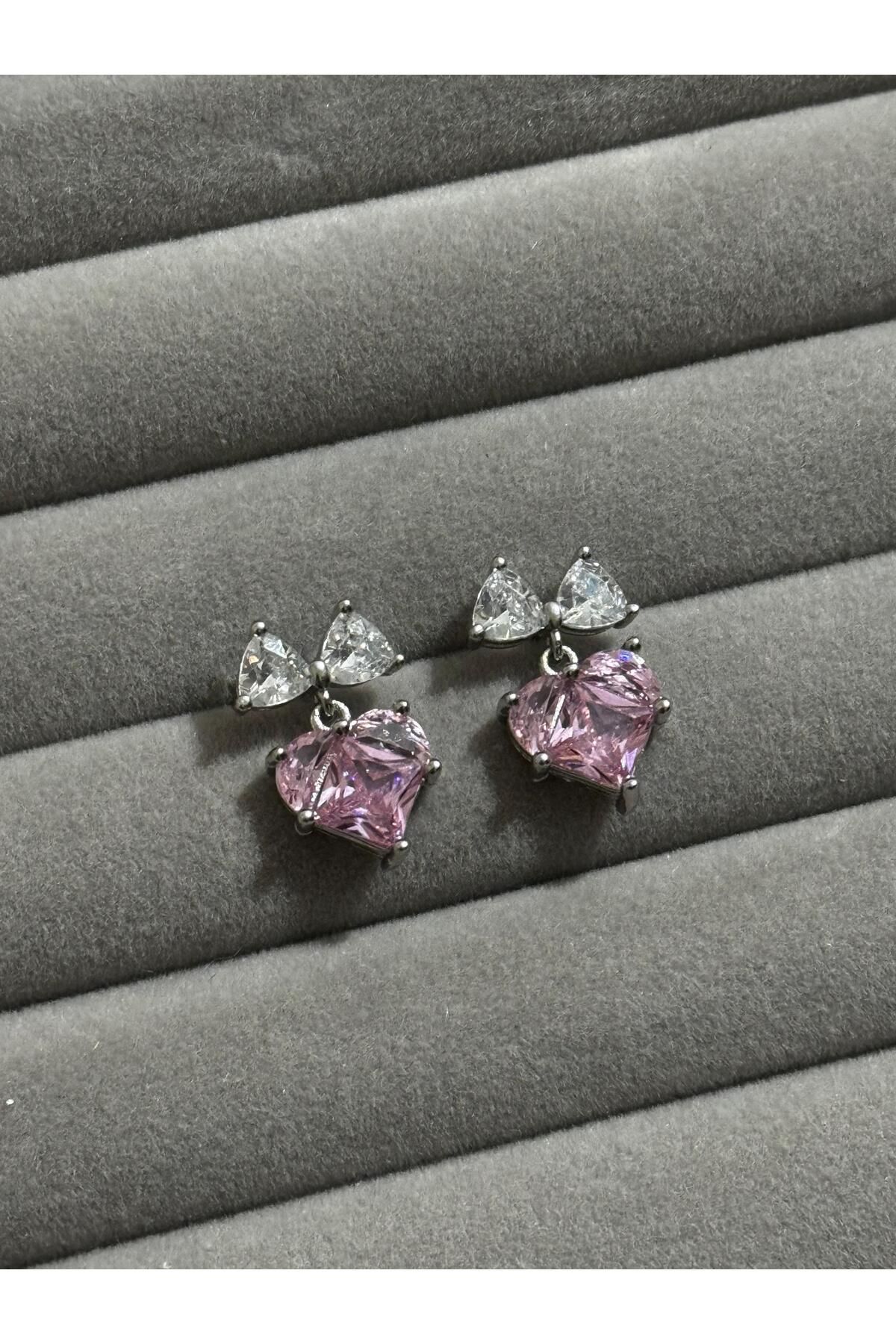 MODA Silver Pembe Kalp Küpe