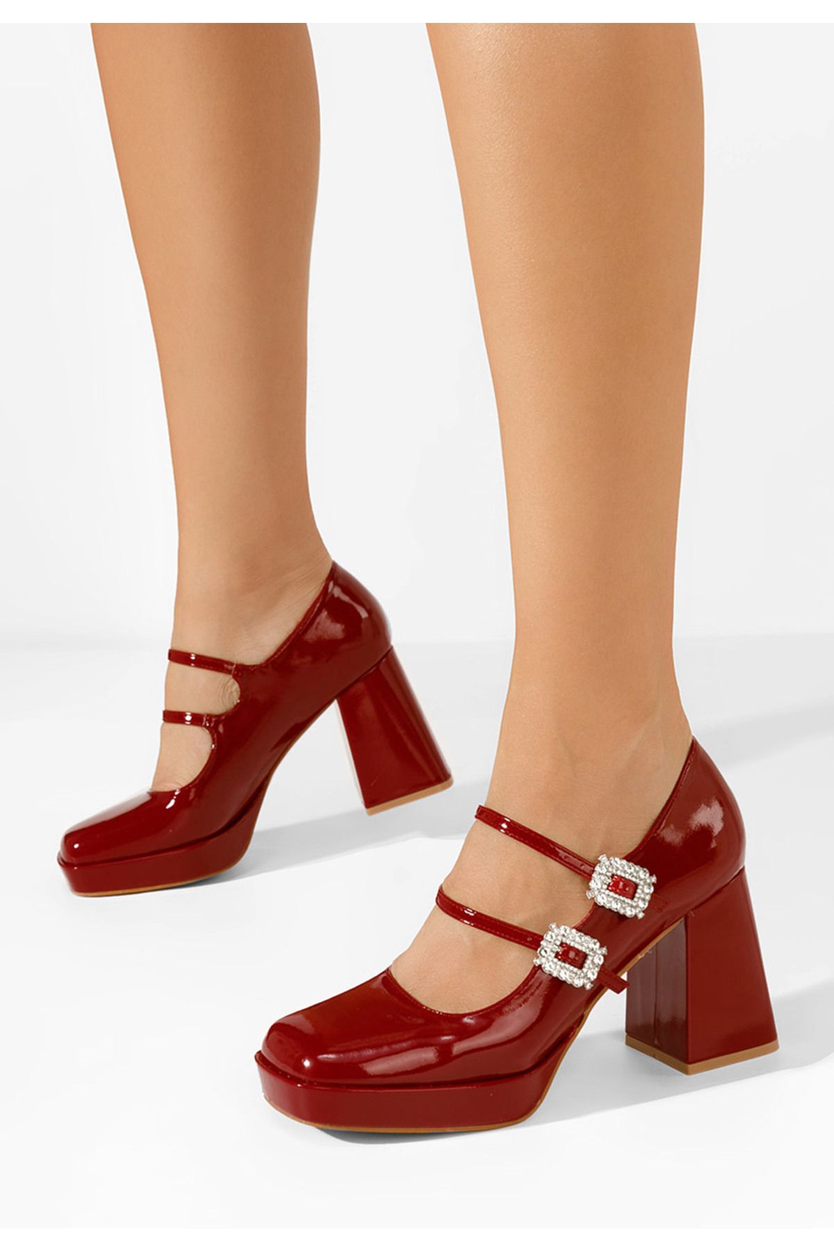 B T Shoes Pantofi Cu Toc Gros Elany Rosii Femeie - 38