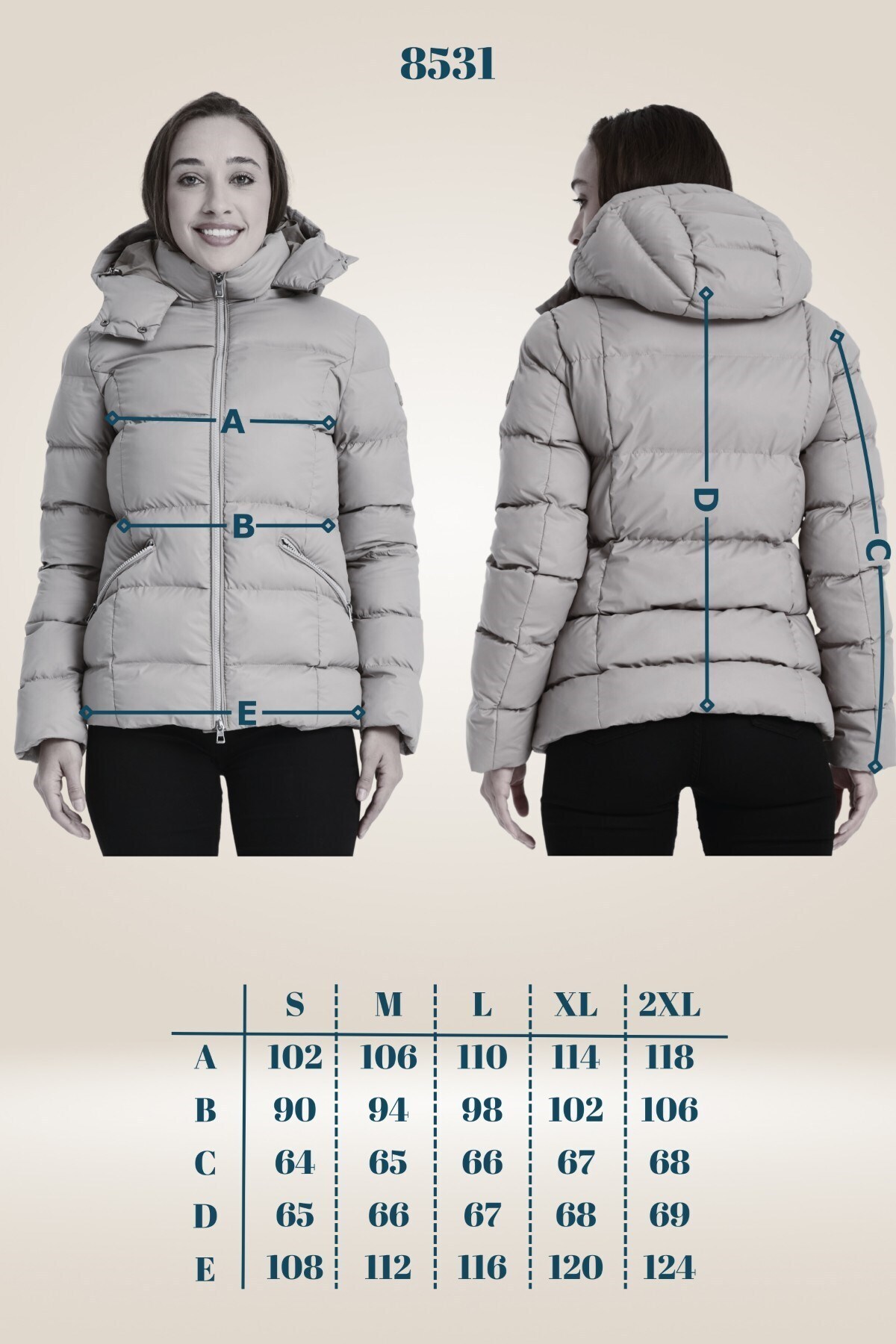 G-FOX  Kadın Kısa Dik Yaka Su İtici Şişme Mont – Dolgulu, Çıkarılabilir Kapüşonlu, Hafif ve Şık 8531 - Görsel 6