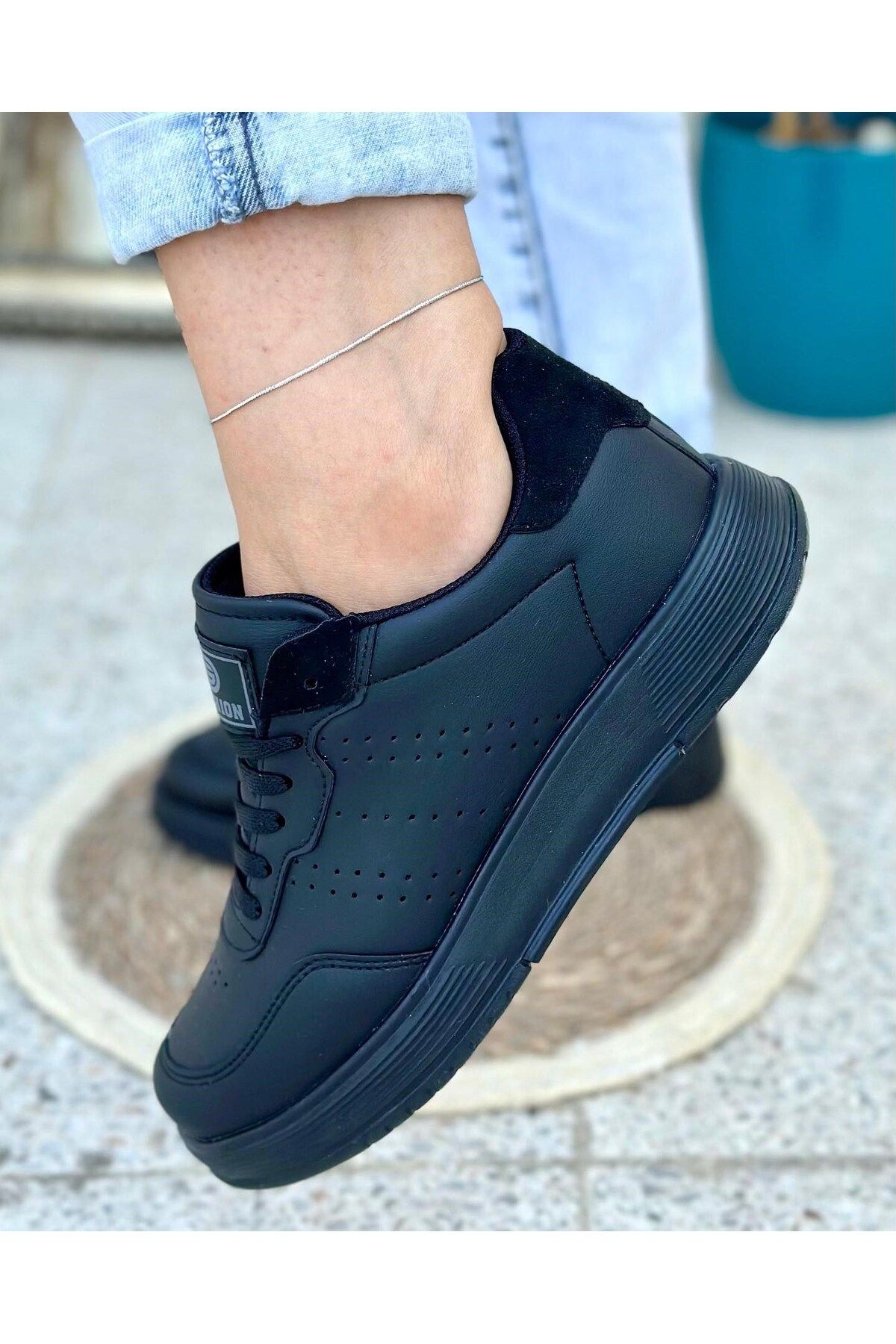 İncim Siyah Ortopedik Konforlu Rahat Unisex Spor Ayakkabı Günlük Sneaker