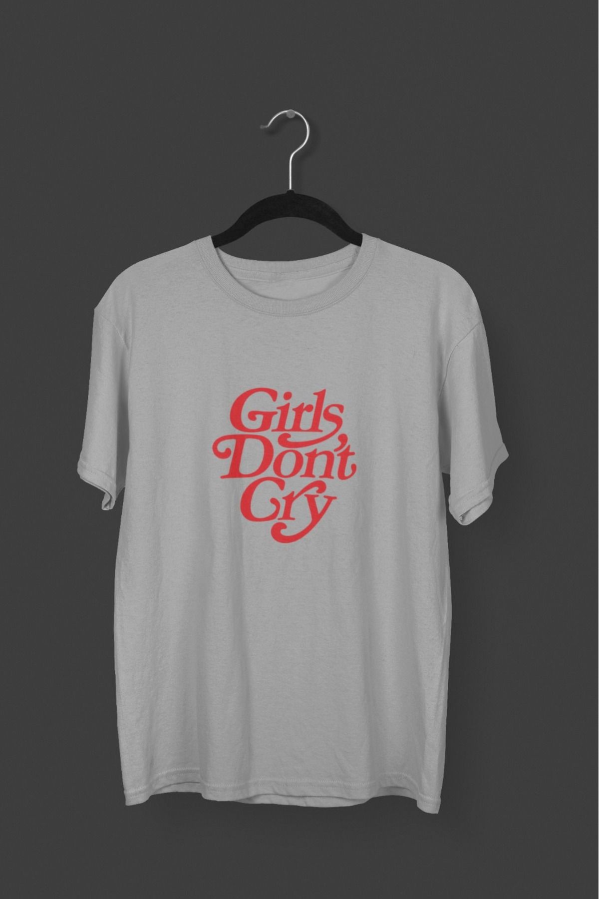 Butik KIZ/KADIN -GIRL DON'T GRY- TRANSFER BASKILI YUVARLAK YAKA KISA KOL TİŞÖRT