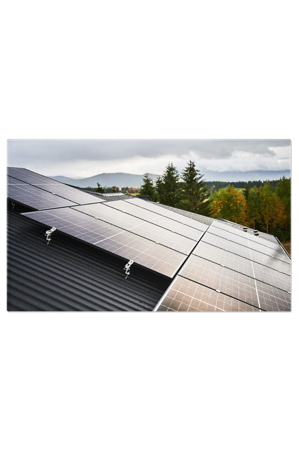 StoryGift Romania Tablou Canvas Panouri Fotovoltaice Pe Acoperisul Unei Case: Energie Solara, Panou Fotovoltaic, - 40 x 25