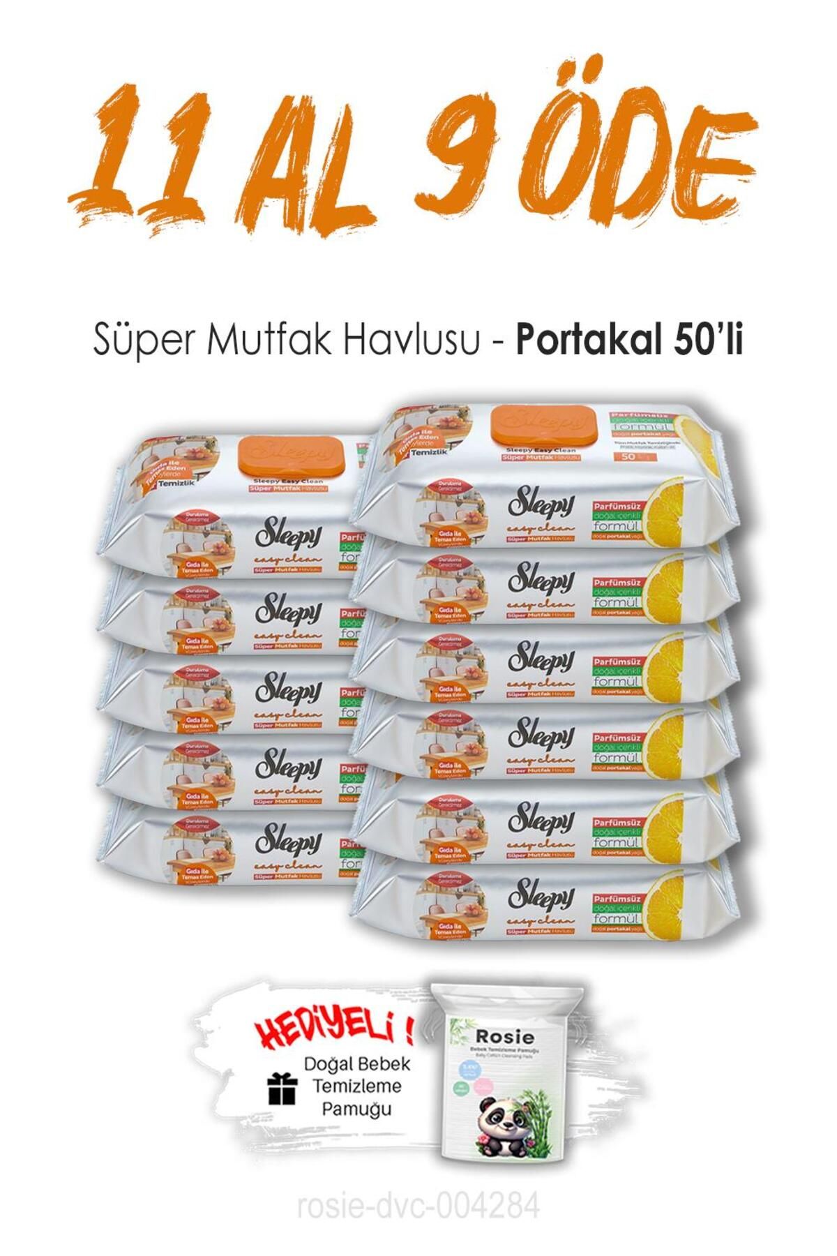 Sleepy 11 AL 9 ÖDE Sleepy Portakallı Süper Mutfak Havlusu 50'li ve ROSIE