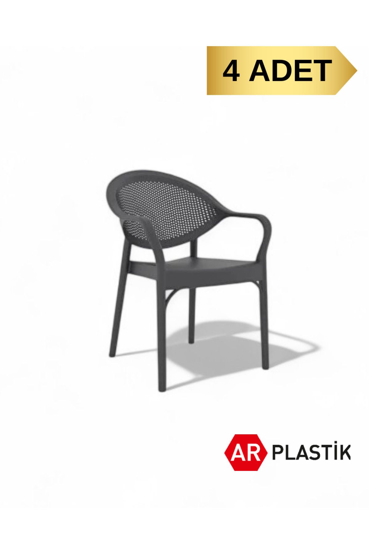 AR PLASTİK Moon Bahçe Sandalyesi 4 Adet, Bahçe Koltuğu, Balkon Sandalyesi