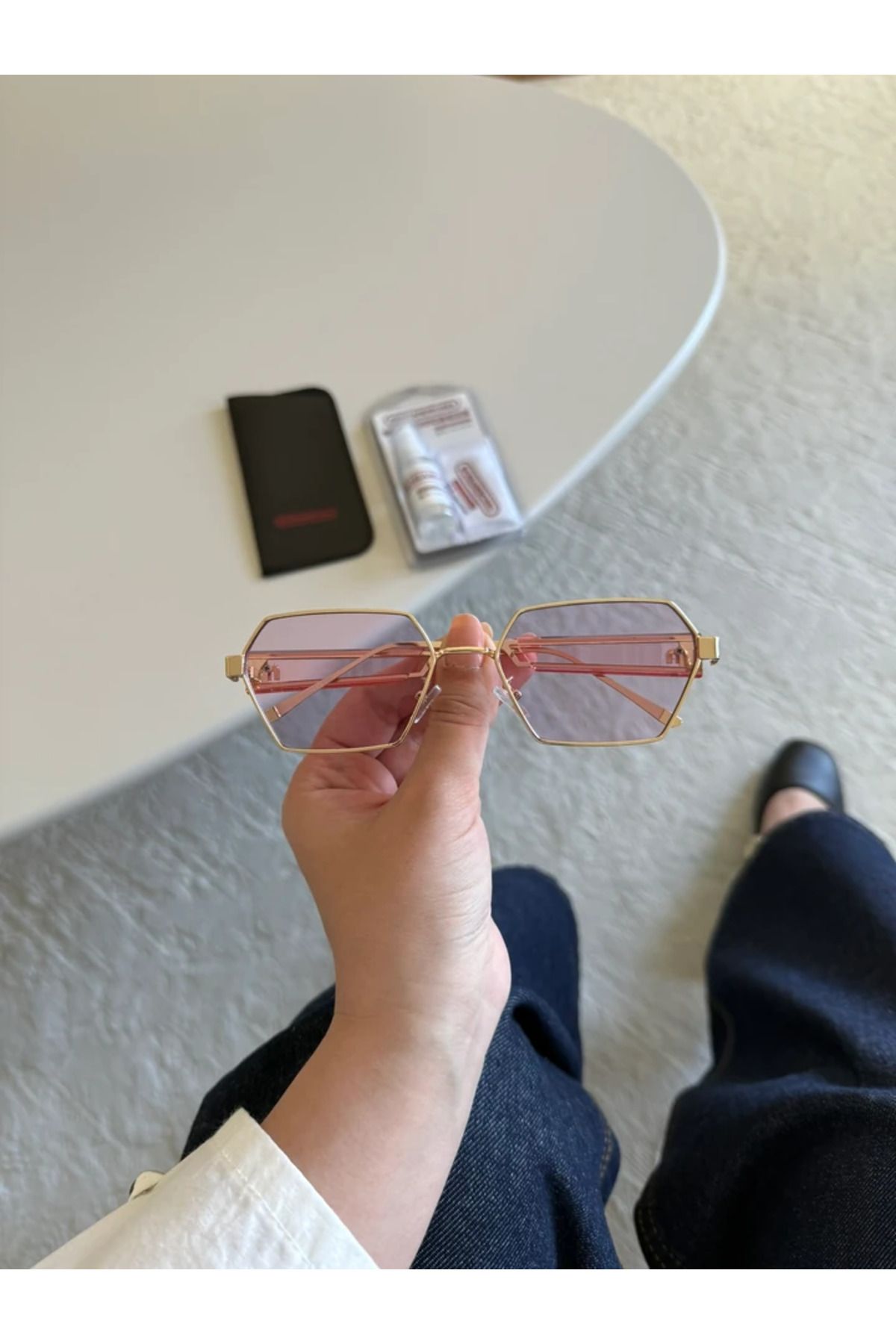 RoseandRoses Alia Logo Detaylı Orijinal Model Yeni Sezon Güneş Gözlüğü Pembe Cam