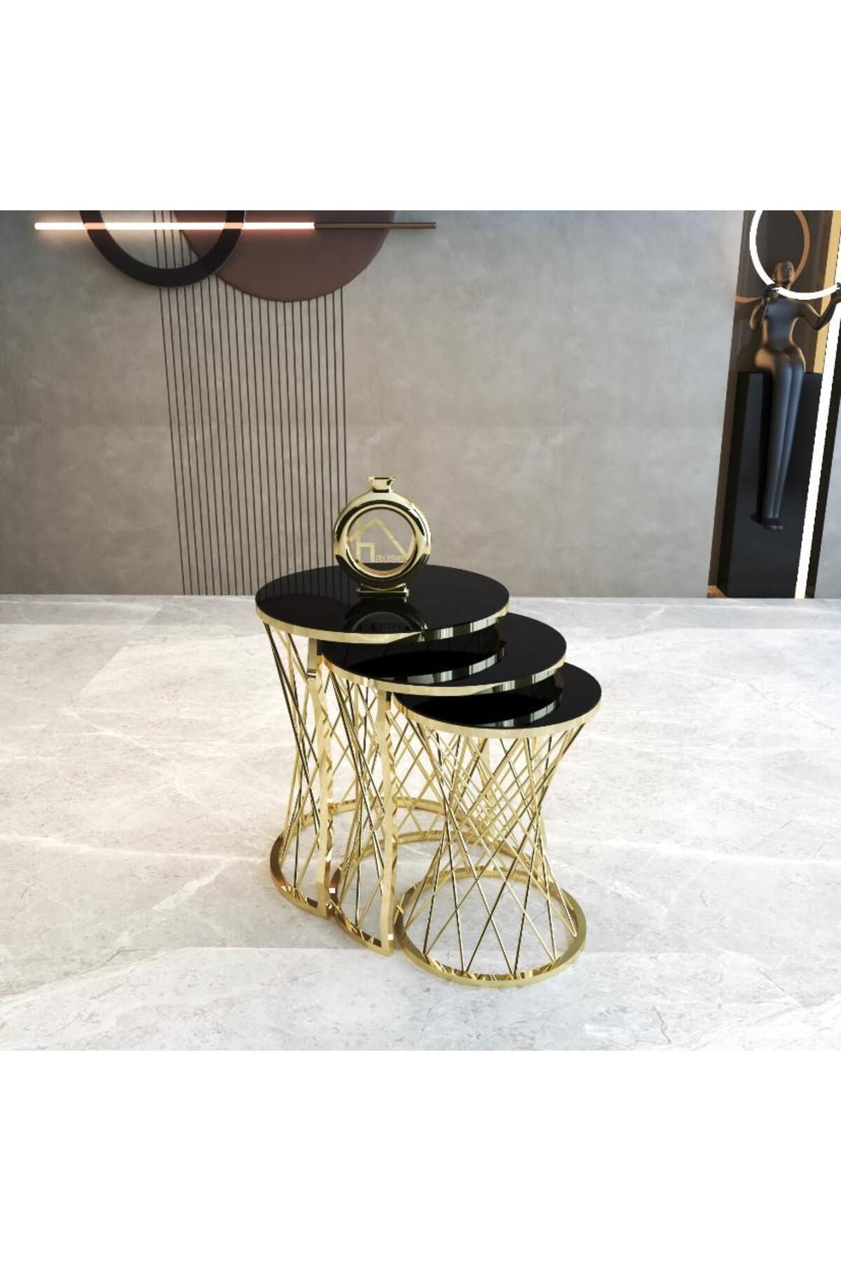 Home SEHPA HASIR ZİGON SEHPA MODERN GOLD TEMPERLİ SİYAH CAM