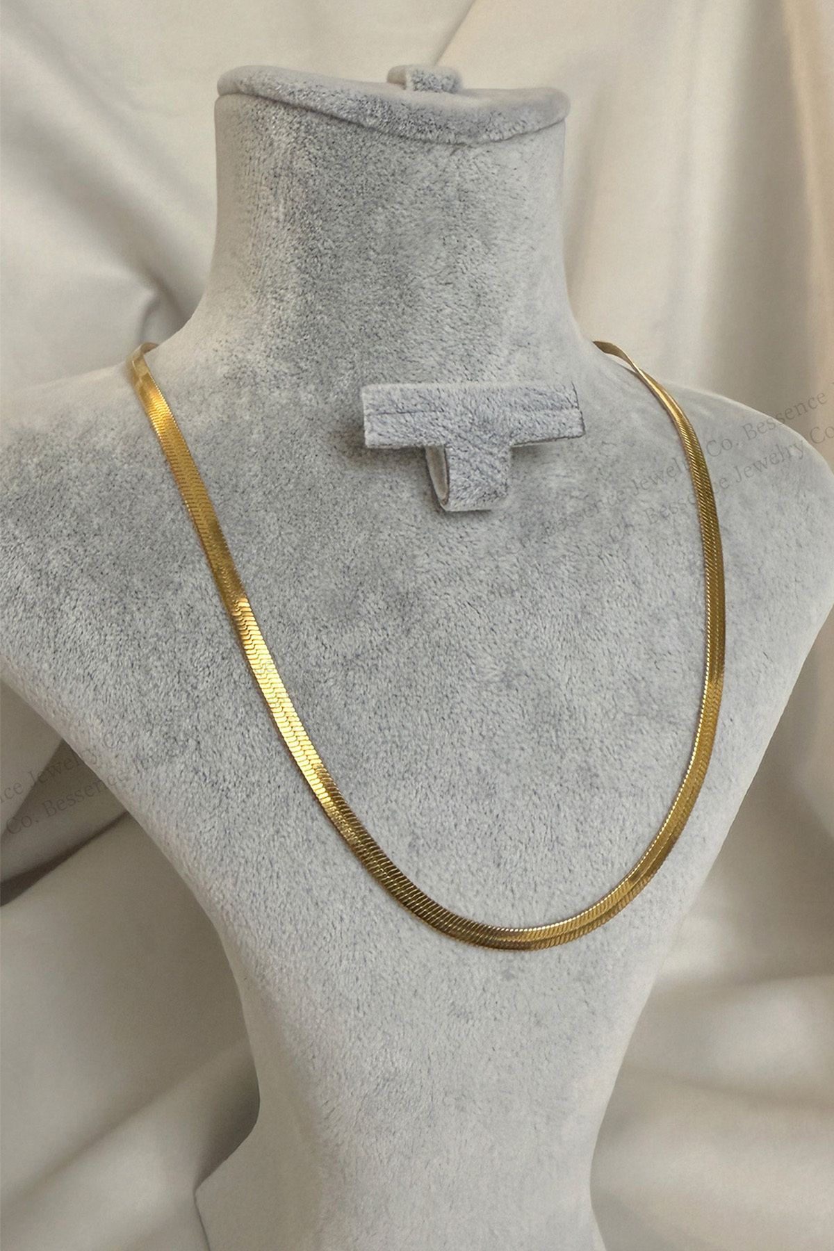 Bessence Jewelry Co Bessence Hasır Italyan Zincir Gümüş Altın Renk Çelik Kolye