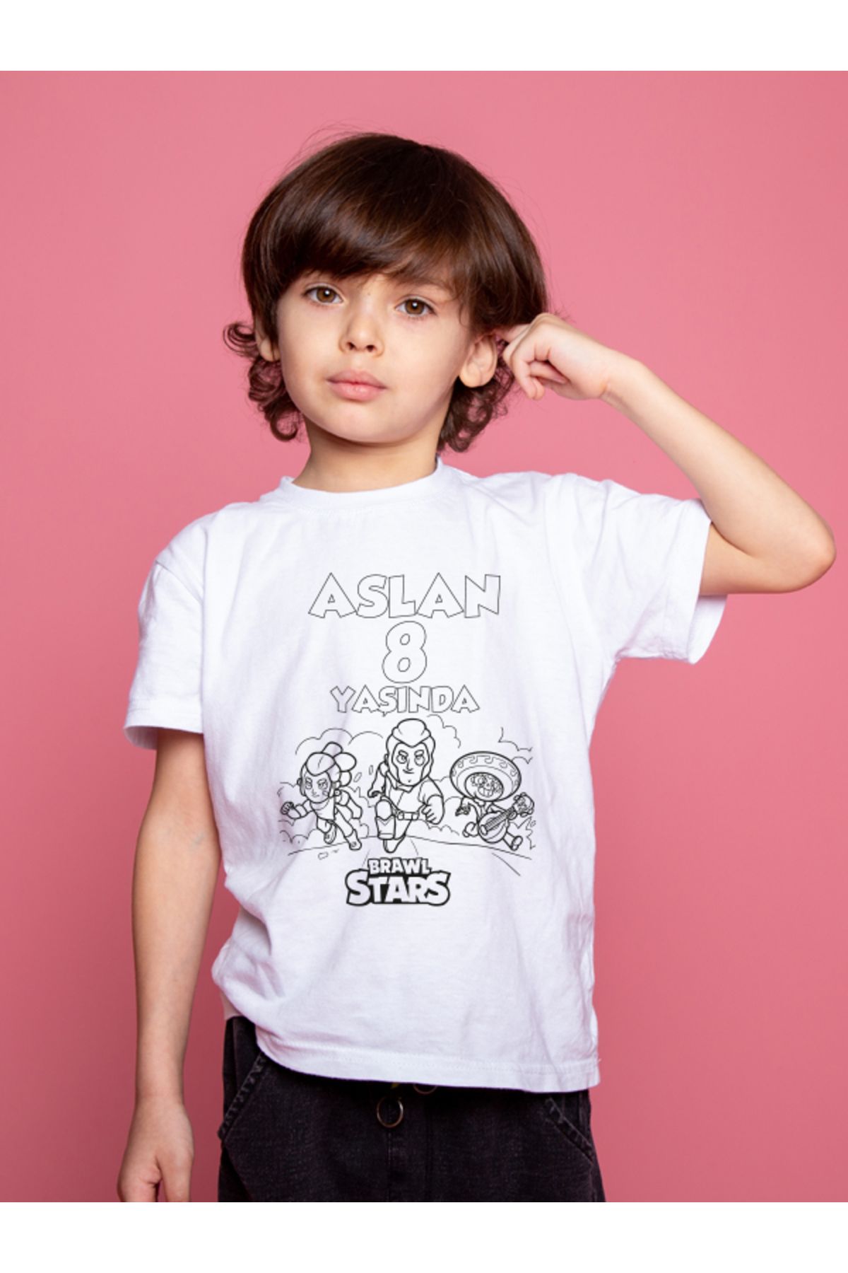 Gufokids Kişiye Özel Baskılı Erkek Çocuk Tişört Boyama Seti 7-9 Yaş