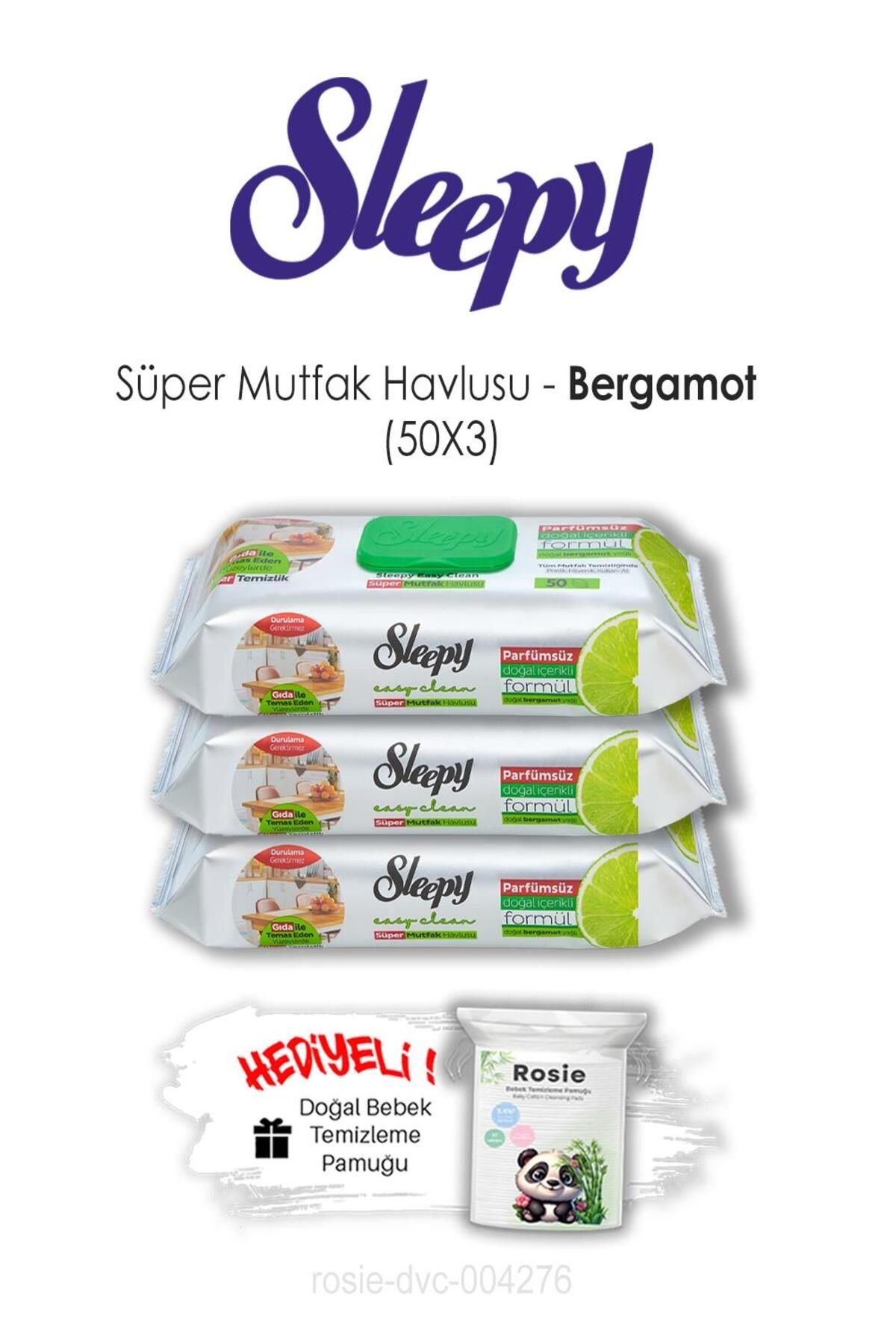 Sleepy 3 Adet Easy Clean Bergamotlu Süper Mutfak Havlusu 50'li ve ROSIE