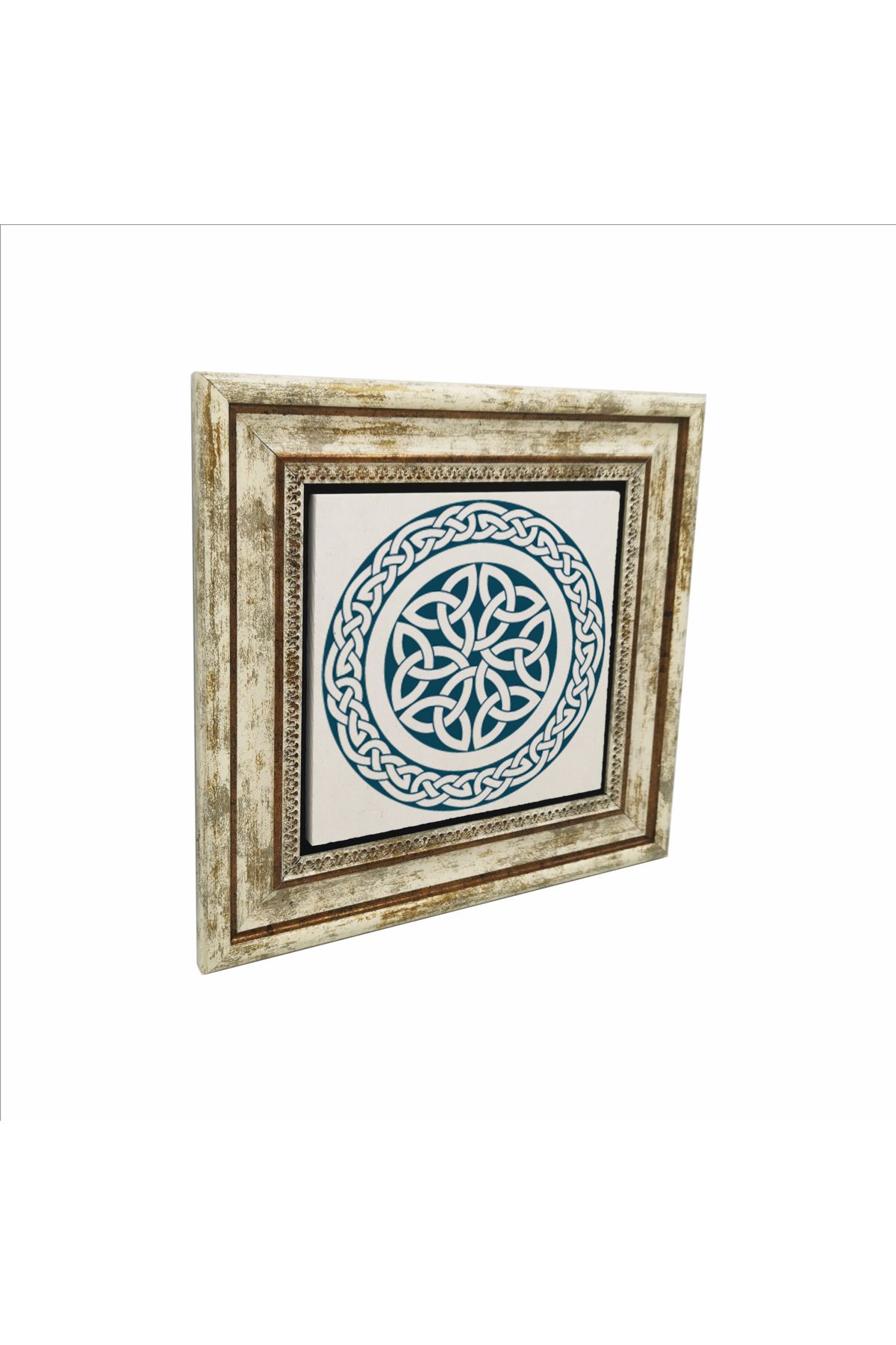 Sadrazam Keltik Stili Yuvarlak Desen Baskılı Doğaltaş Tablo (25 X 25 KD-56)