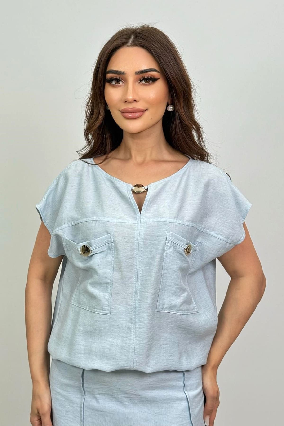 FEVER Minimal aksesuarlı bağcıklı viskon bluz