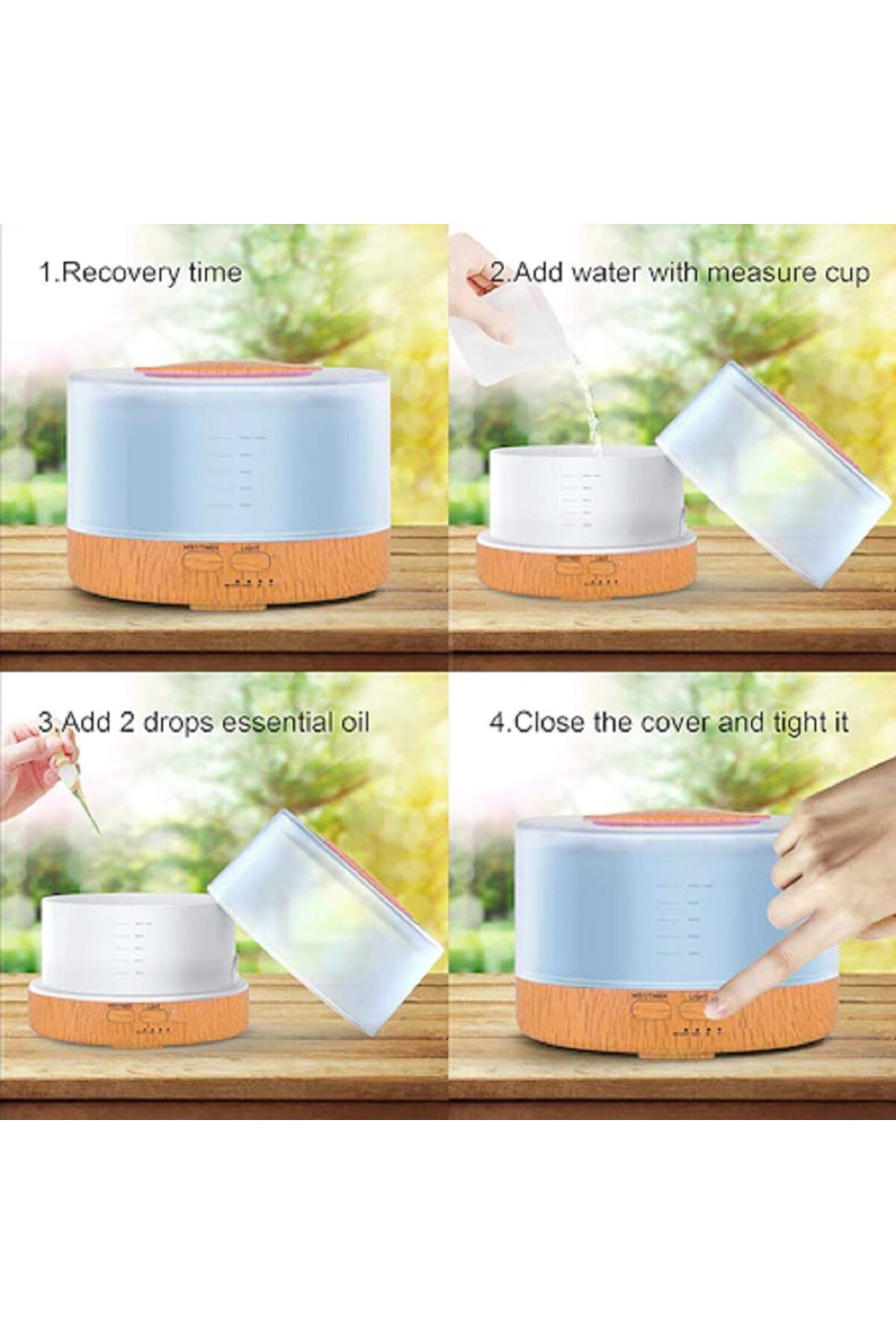MACVI-Macvi® Aromatherapy Diffuser with Remote Control, 7 Color LED and Humidifier Function, 500 ml 5