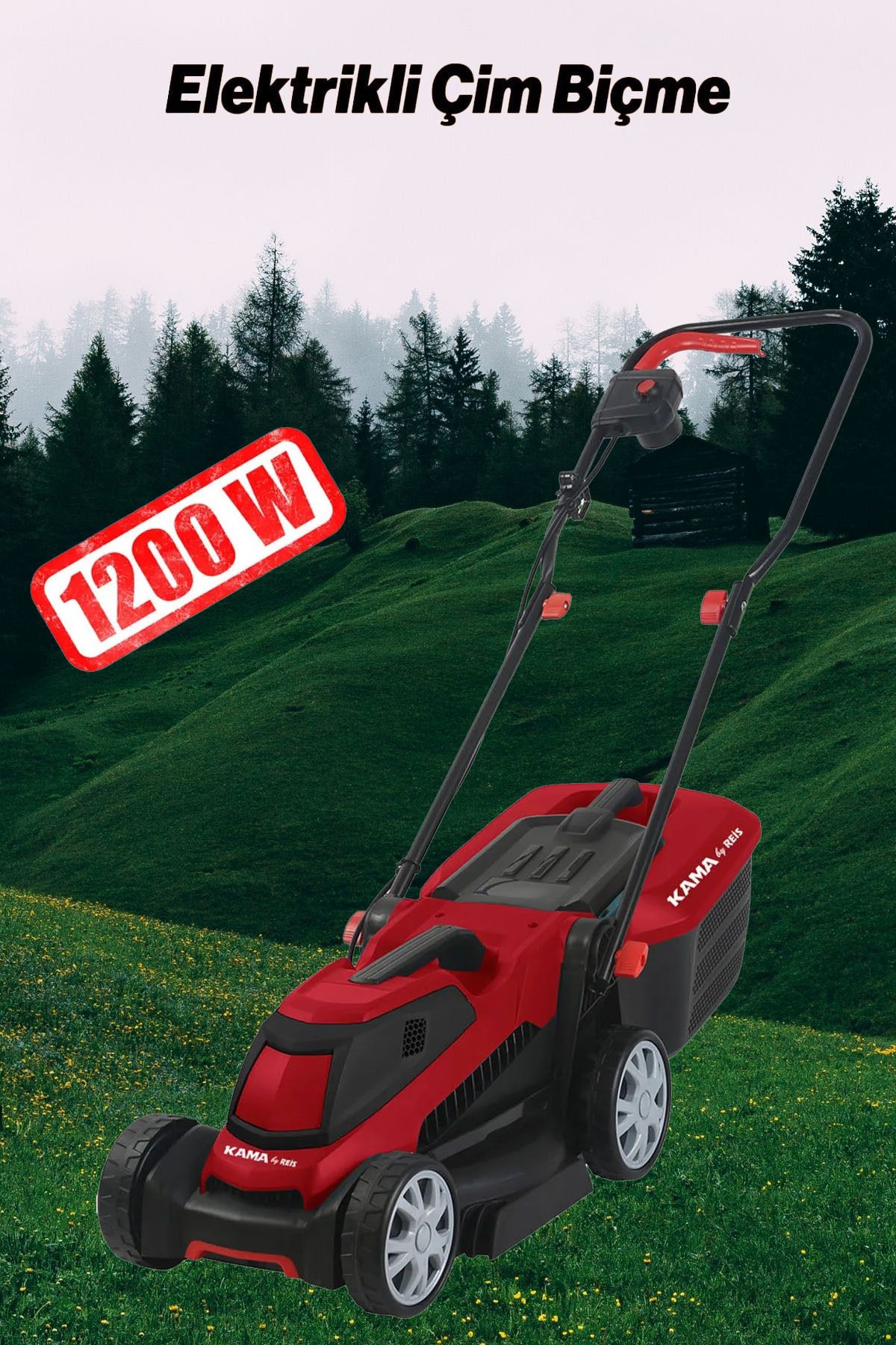 Kama ECBM32 Elektrikli Çim Biçme Makinası Çim Kesme Makinesi 1200 W
