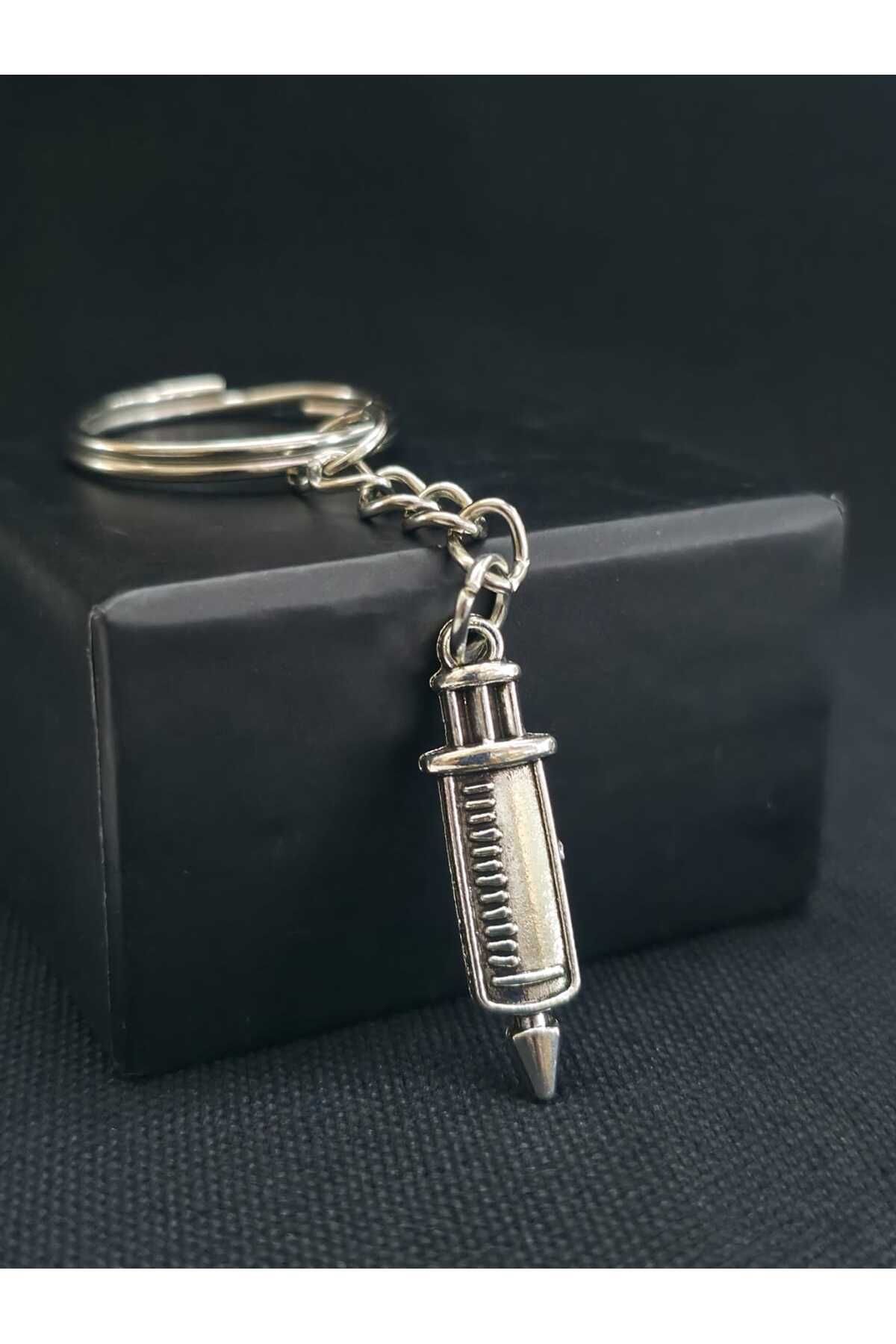 sarıyer silver-Needle Syringe Model Doctor Nurse Occupation Themed Health Care Stylish Style Steel Keychain 6