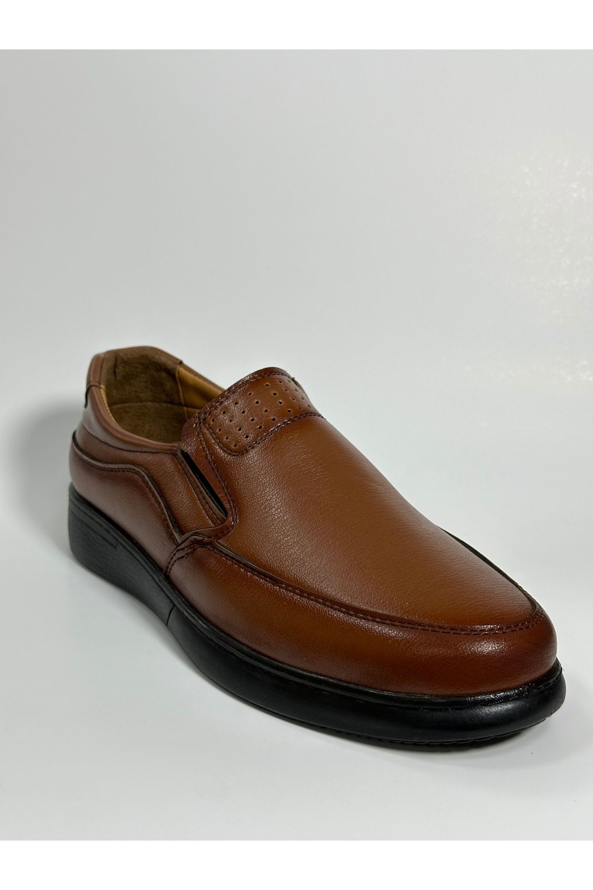 ZNG SHOES Erkek Kahverengi Cilt Detay Lastikli Rahat Comford Günlük Ayakkabı