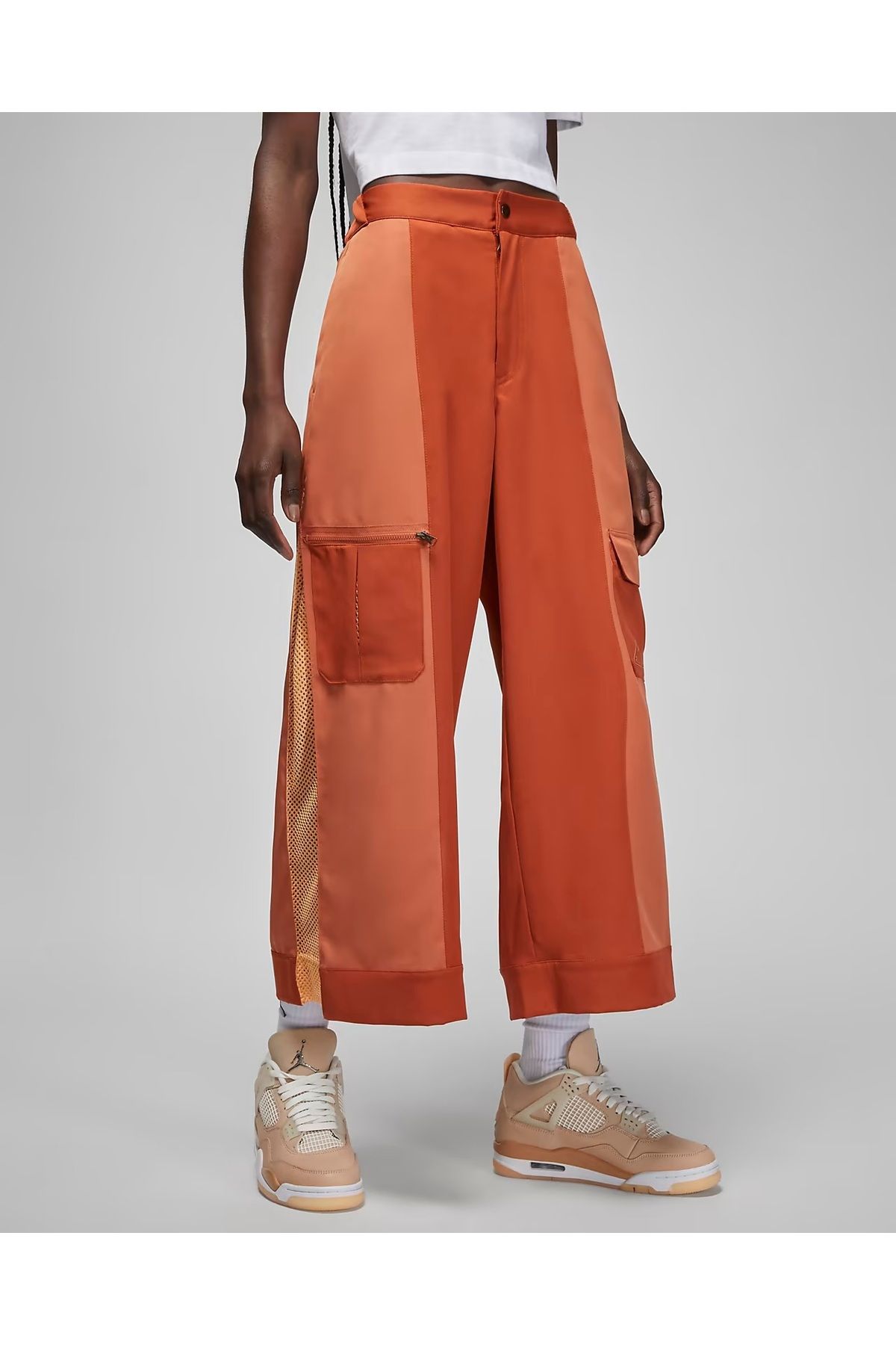 Nike Air Jordan Women 23 Engineered Orange Wide Legs Utility Pants