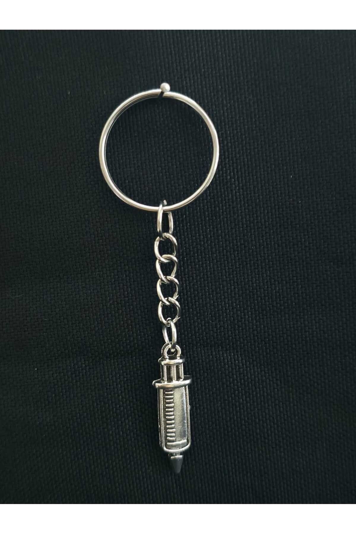 sarıyer silver-Needle Syringe Model Doctor Nurse Occupation Themed Health Care Stylish Style Steel Keychain 2