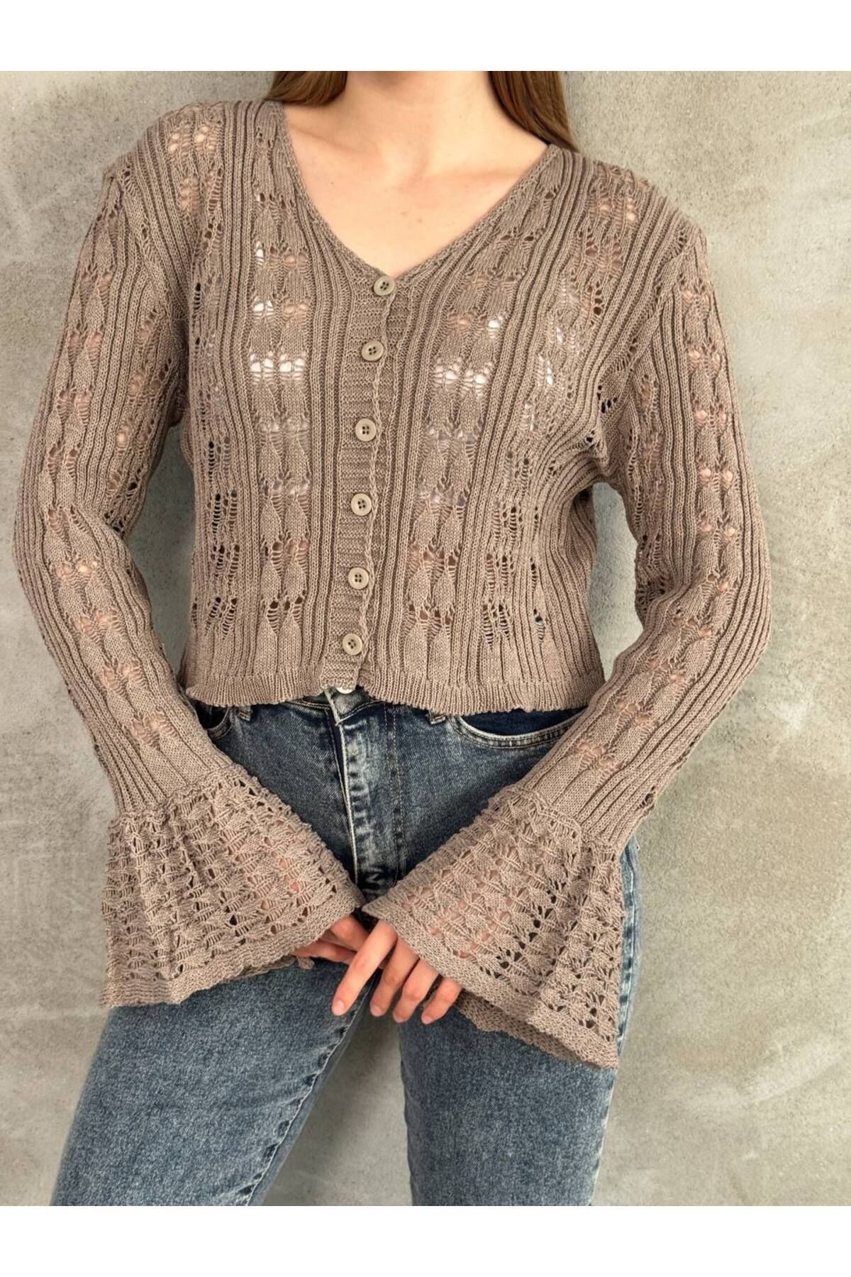 Abalı Yeni season- Massino Tutti Triko Ajurlu hırka Alhawi, Dodo, model.