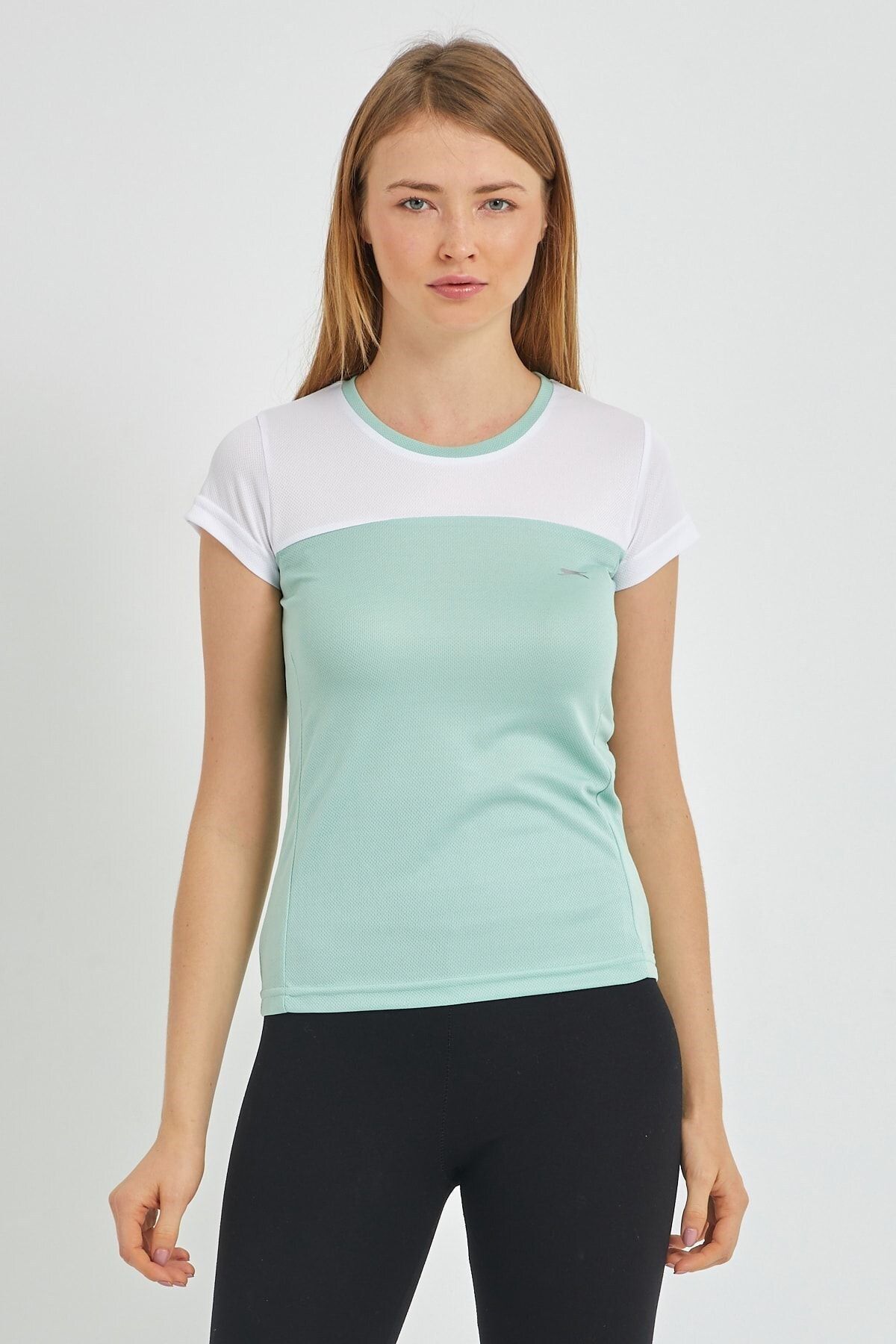 Slazenger Günlük Kısa Kollu T-Shirt Yazlık Üst Kadın Tişört Yeşil