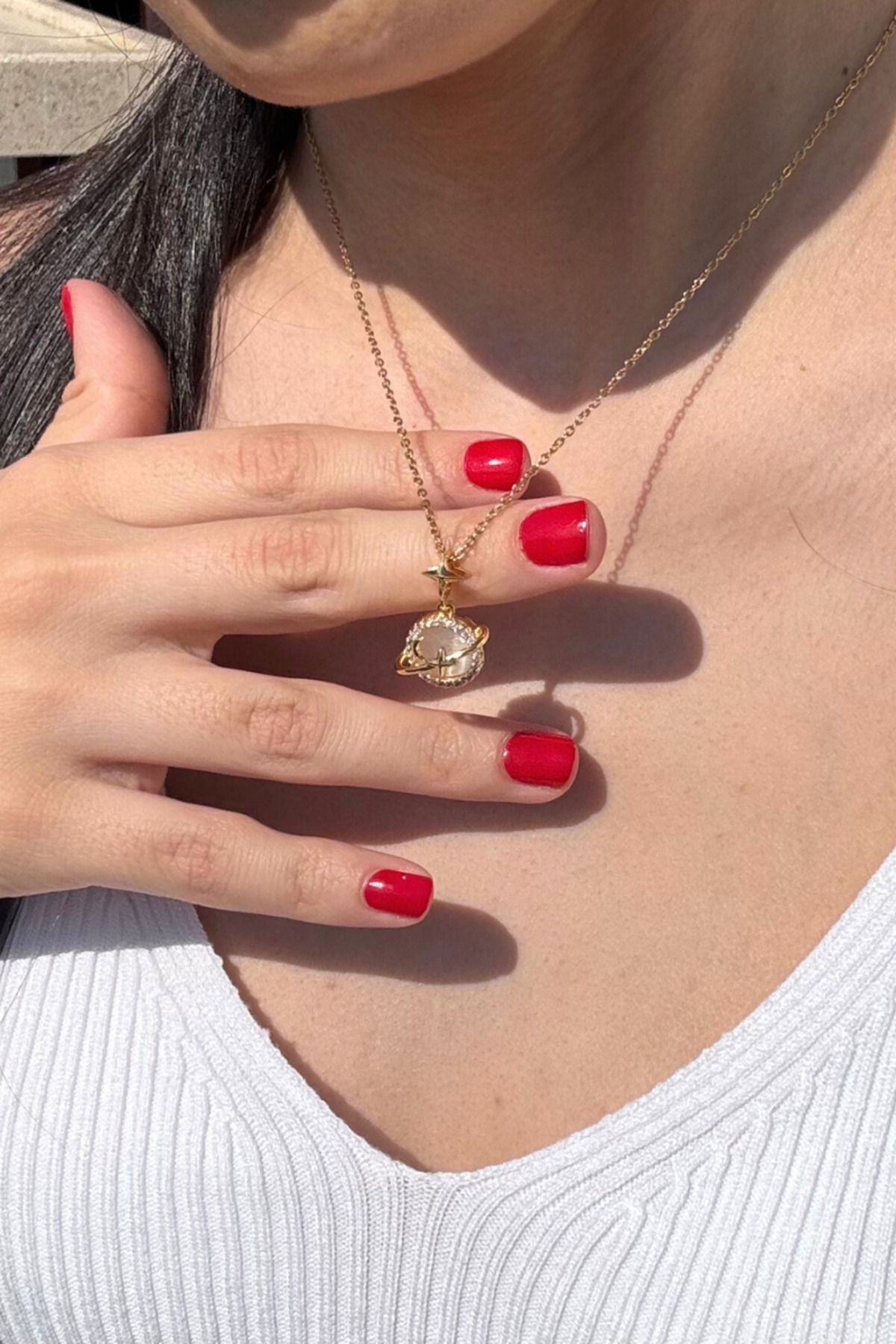 Kairon Accessories Paslanmaz Çelik Pinterest Tarz Gezegen Yıldız Kadın Kolye