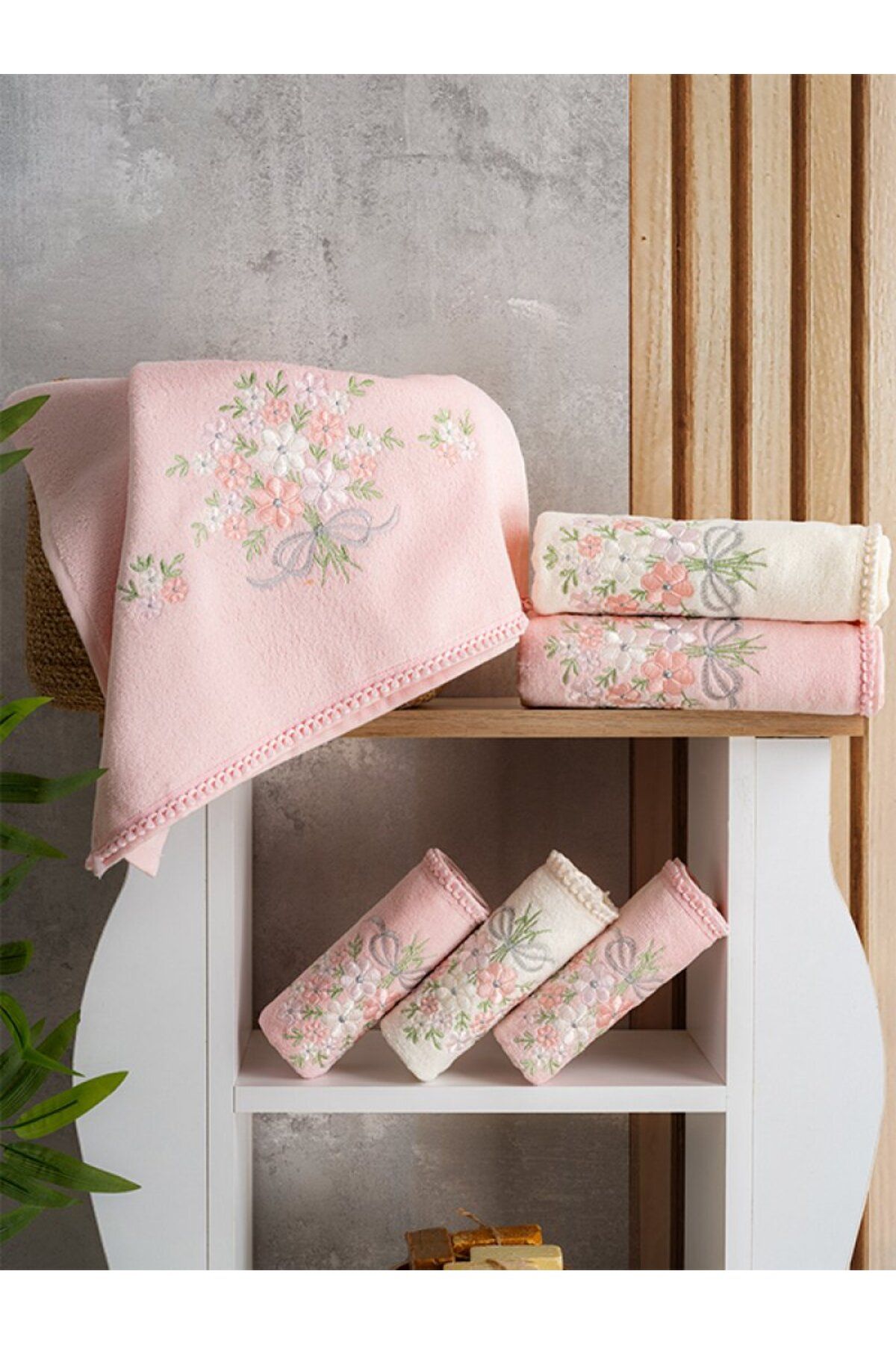 Çeyiz Merkezi Hazangülü Mısra Cotton 6lı kutulu Havlu (50x90)