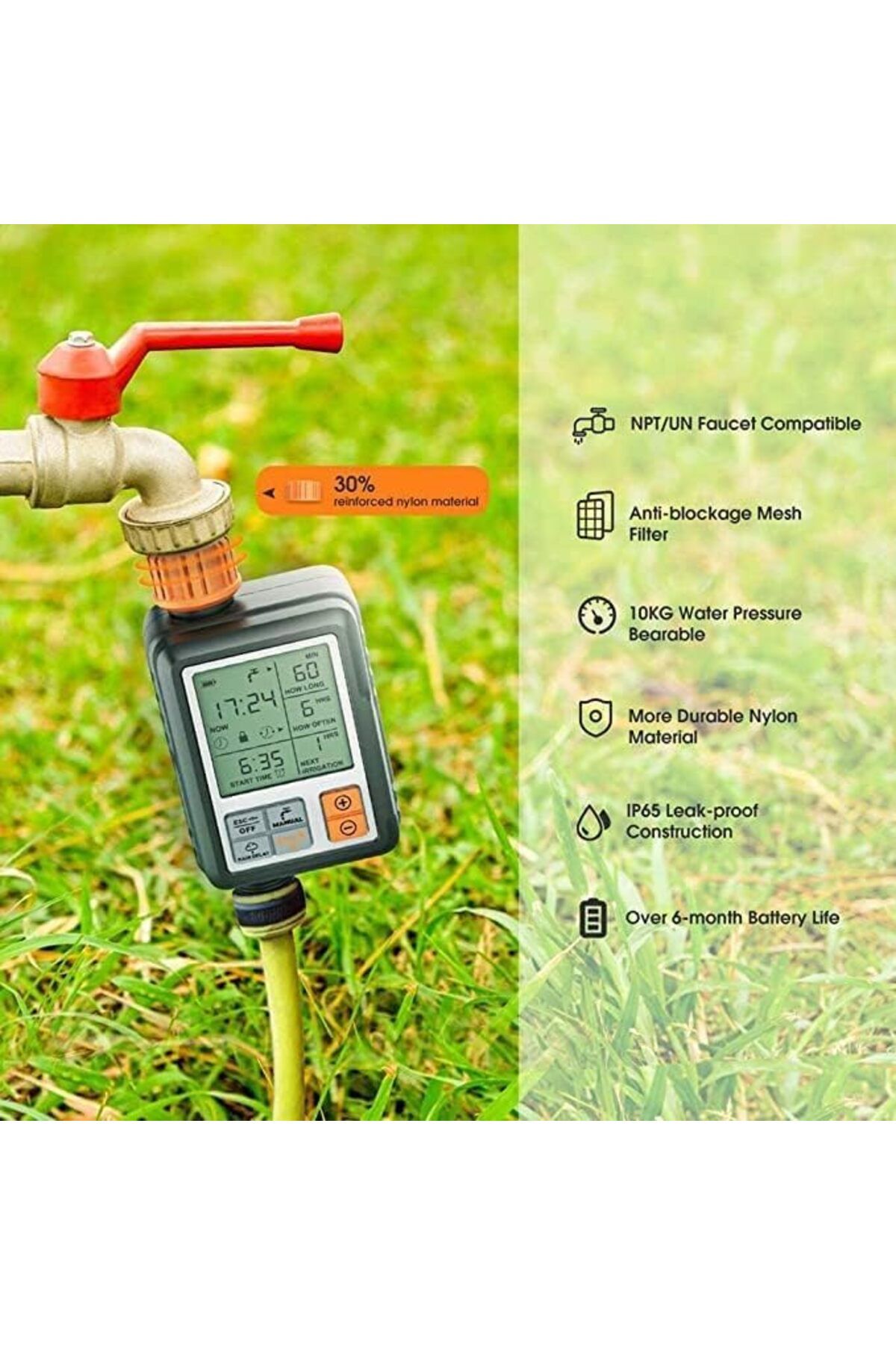 Egardenkart-Outdoor Watering Timer Automatic watering timer Large Screen Multifunctional Timing Wate 9