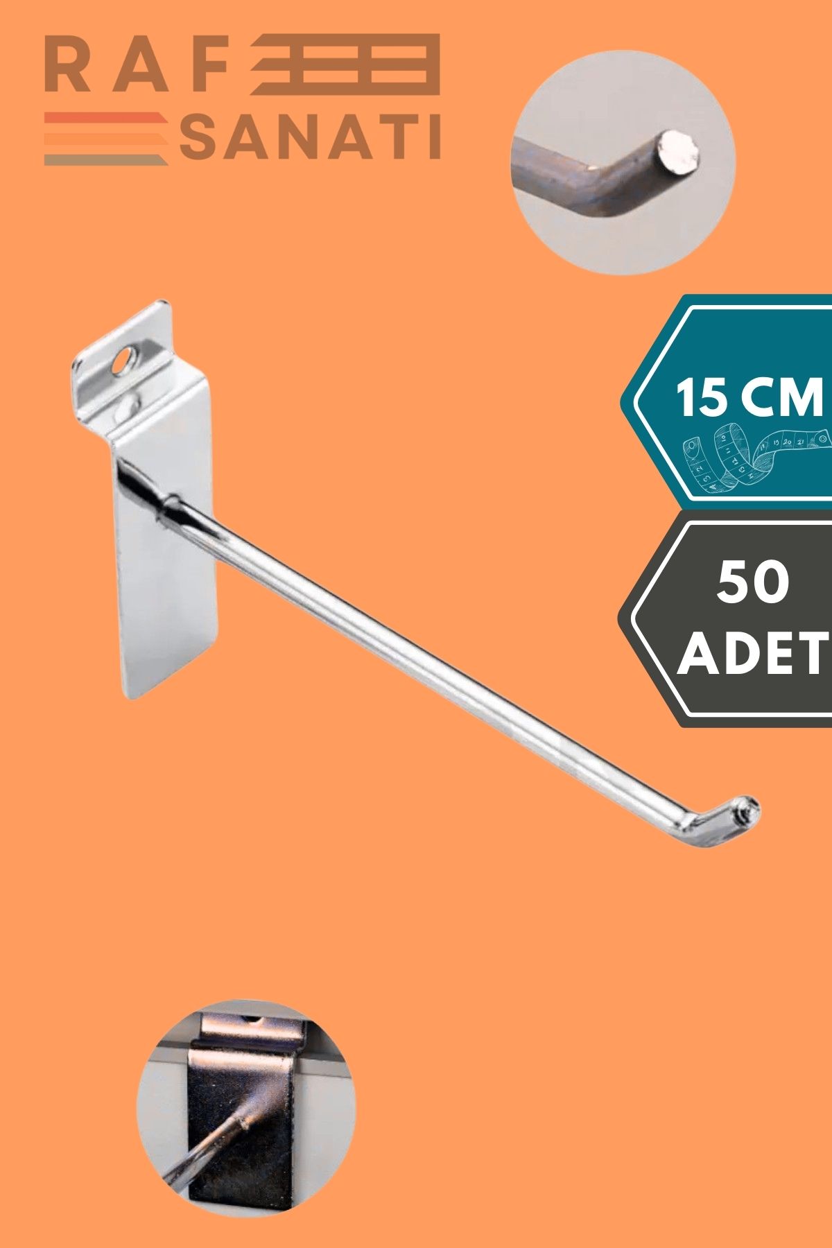 Raf Sanatı Kanallı Pano Kancası 15 cm - Askı Kanca Raf Askısı Raf Aksesuar Tel Askı Raf Kancası