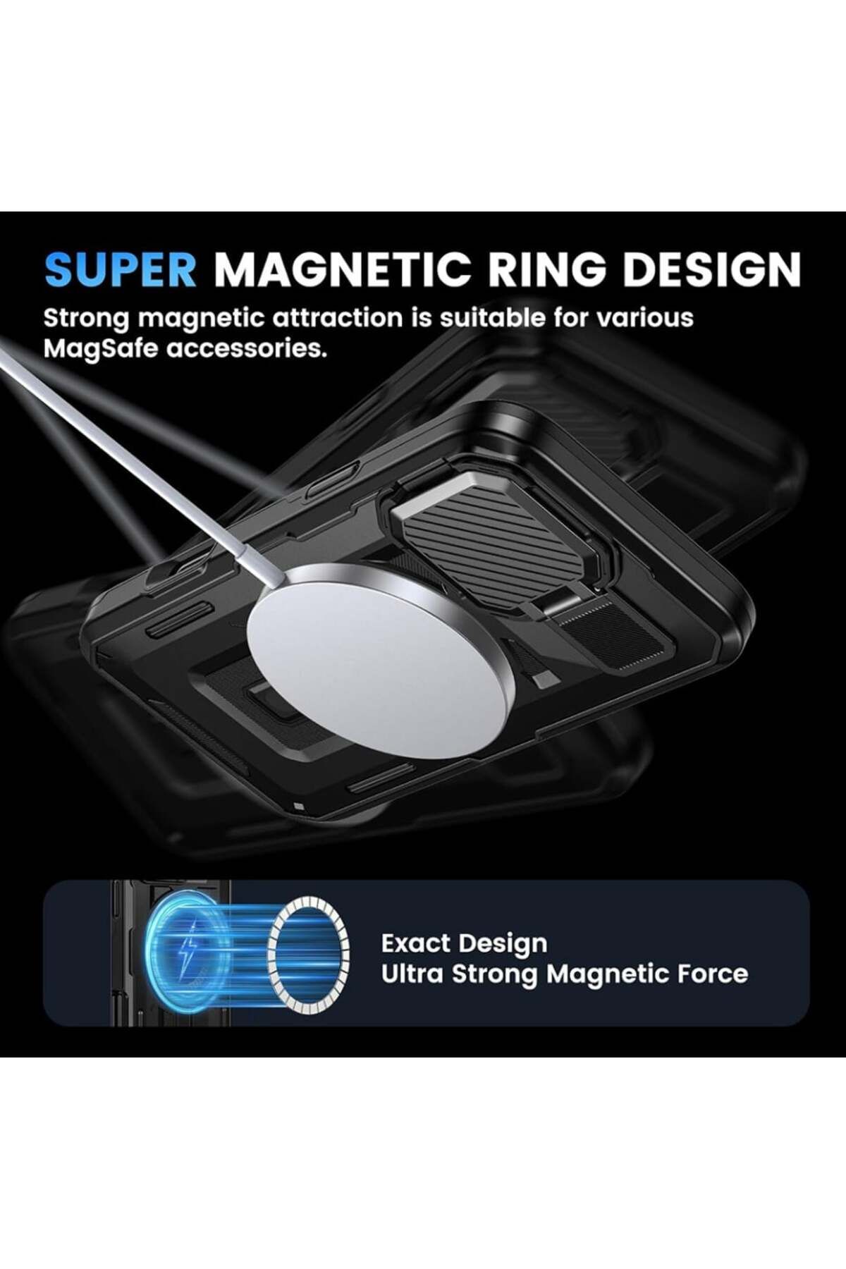 SKYDDAR INNOVATION-Case for iPhone 15 Pro Max, CamVault MagSafe with Camera Protection, sticker set, Black 3