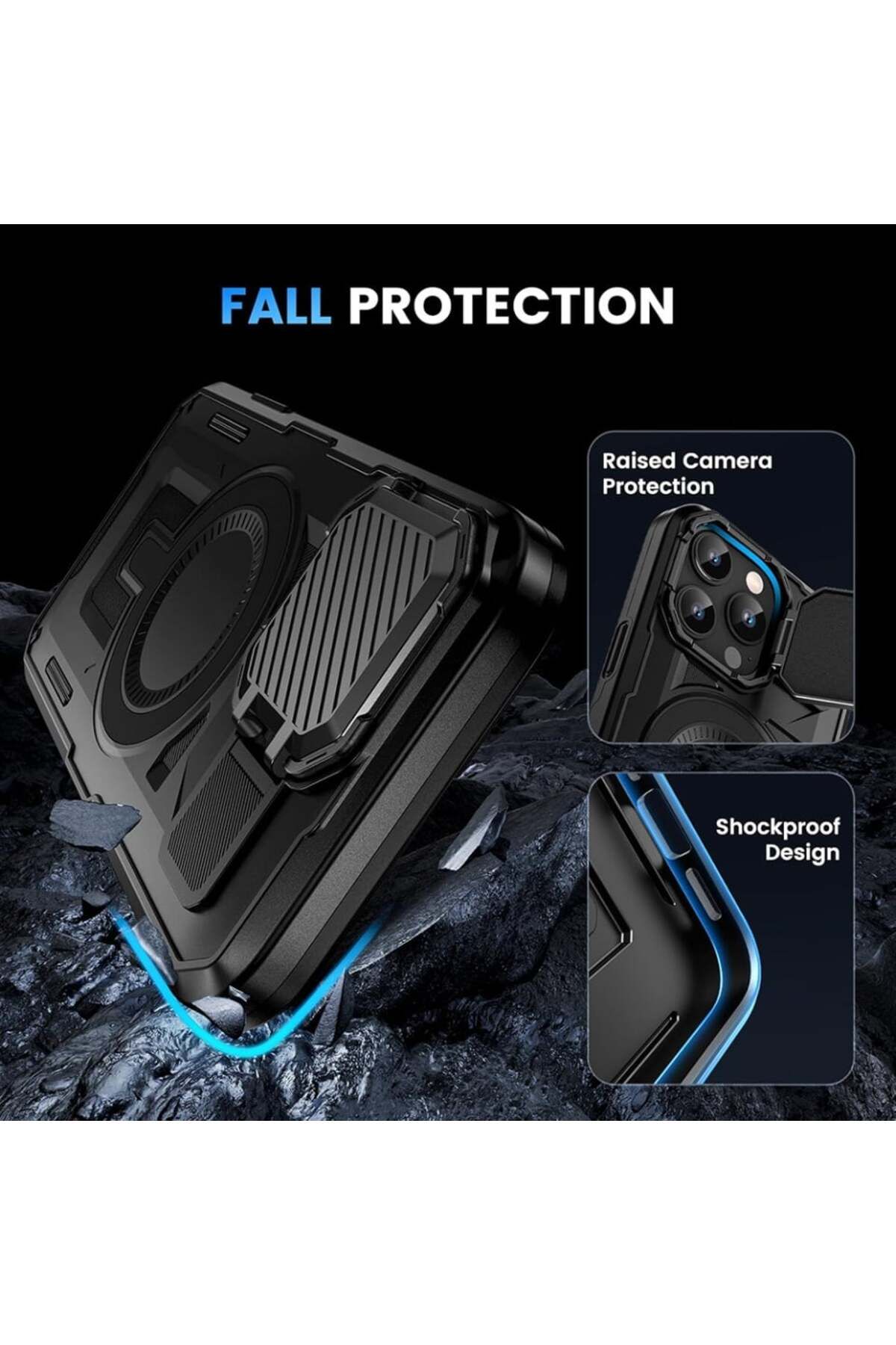 SKYDDAR INNOVATION-Case for iPhone 15 Pro Max, CamVault MagSafe with Camera Protection, sticker set, Black 4