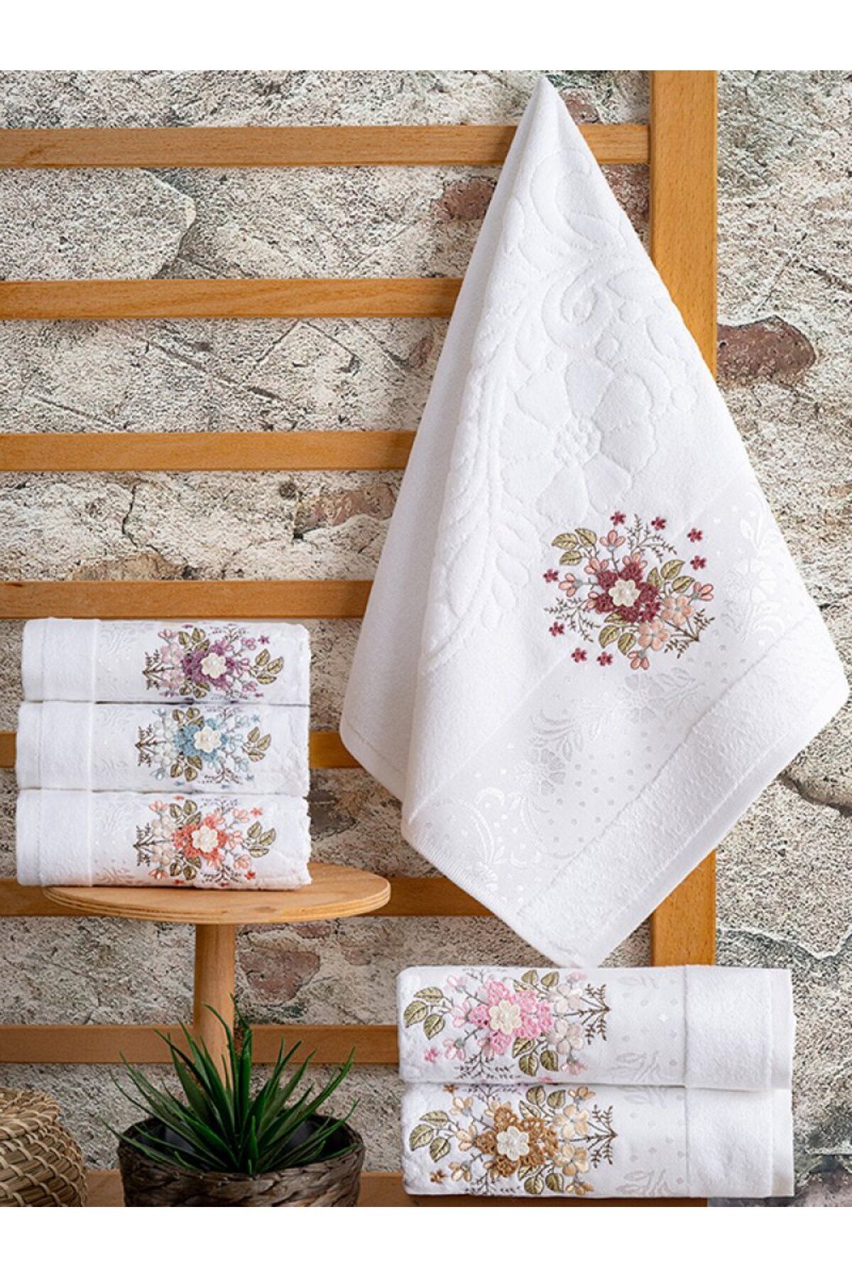 Çeyiz Merkezi Hazangülü Ela Kadife 6lı kutulu Havlu (50x90)