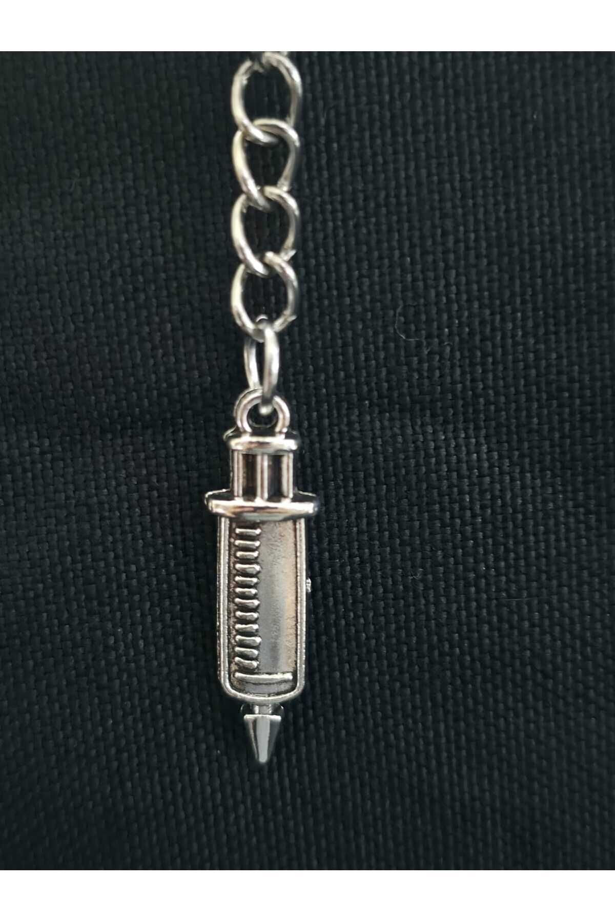 sarıyer silver-Needle Syringe Model Doctor Nurse Occupation Themed Health Care Stylish Style Steel Keychain 5