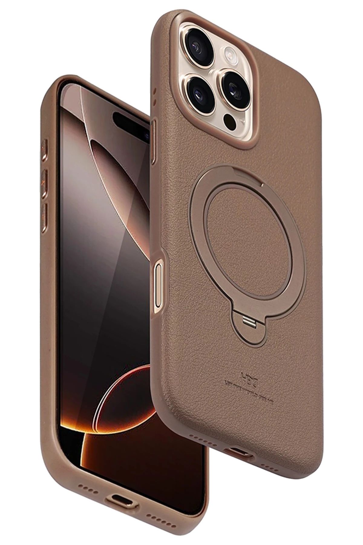 m.tk moveteck iPhone 16 Pro Max Kılıf Magsafe Deri Kapak Halkalı Standlı Vapor Clasic