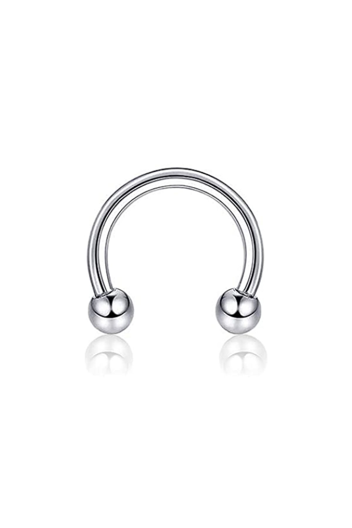 Nehir 316l Cerrahi Çelik Gümüş Renk 5 Adet Septum Piercing Halka Serisi