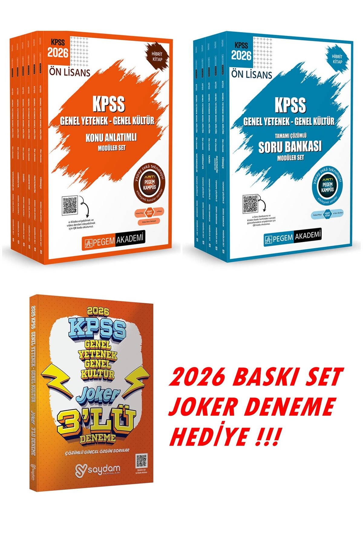 Pegem Akademi Yayıncılık KPSS 2026 ÖN LİSANS PEGEM MODÜLER KONU ANLATIM VE SORU BANKASI+JOKER DENEME SETİ