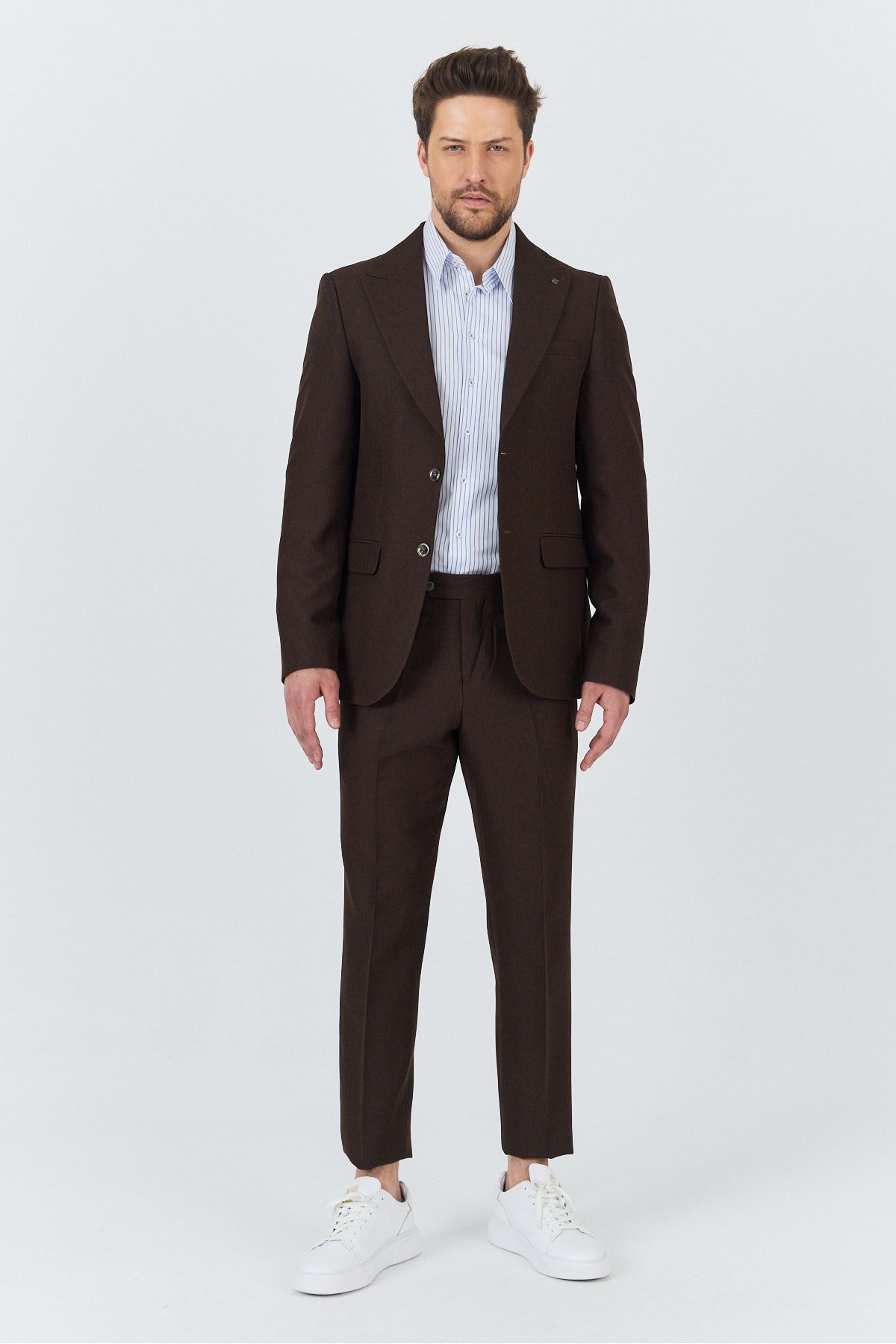 Frappoli Alfredo Erkek Kahve İlkbahar-Yaz Slim Fit 2'li Takım Elbise