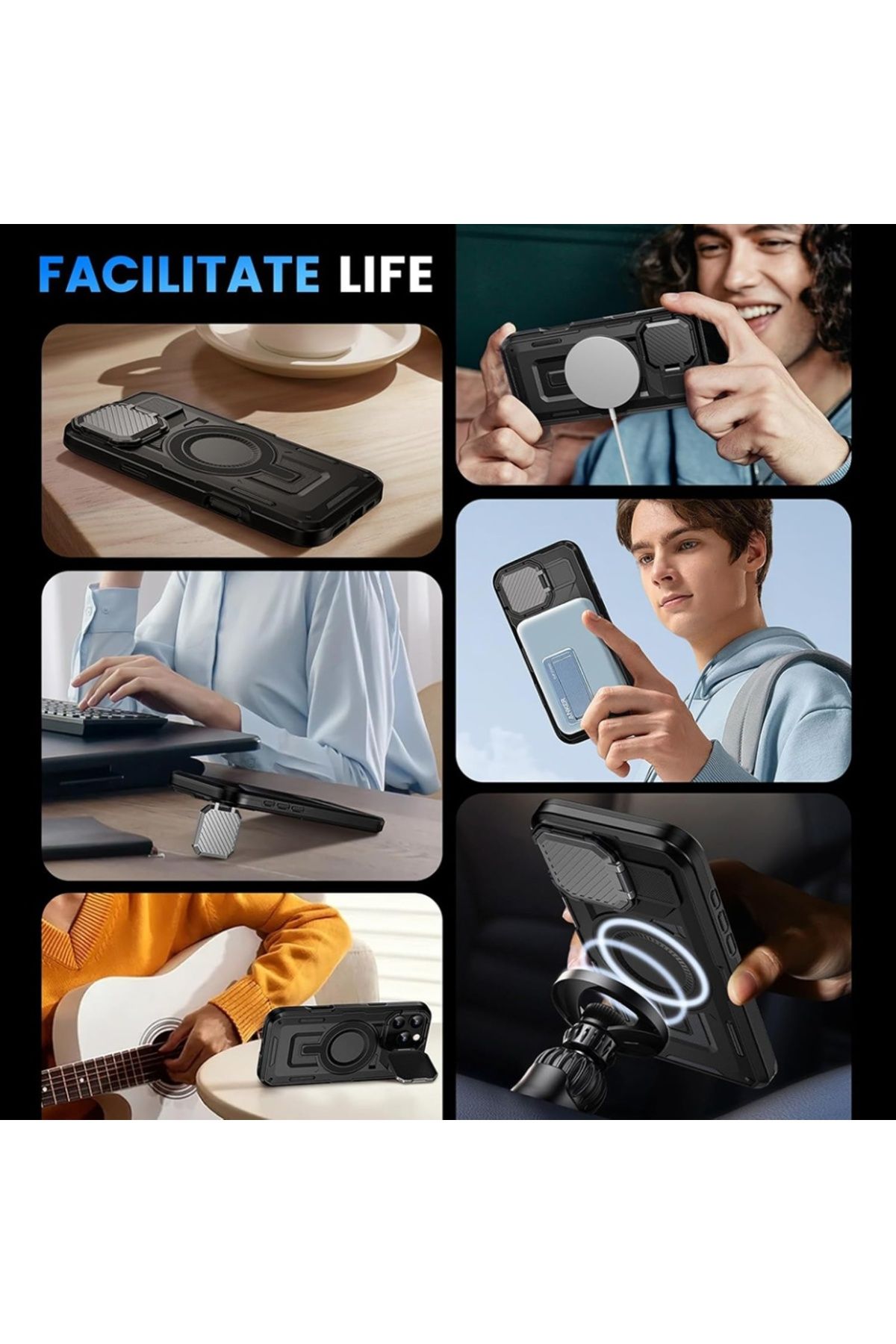 SKYDDAR INNOVATION-Case for iPhone 15 Pro Max, CamVault MagSafe with Camera Protection, sticker set, Black 5