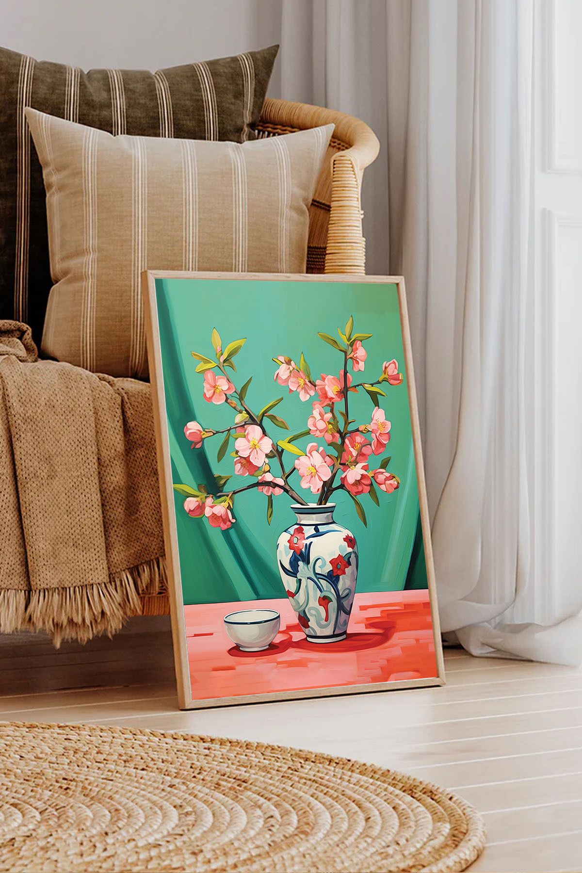 Dekorsiahome Tek Parça Ahşap Çerçeveli Oturma Odası Salon Mutfak Tablo TK0501