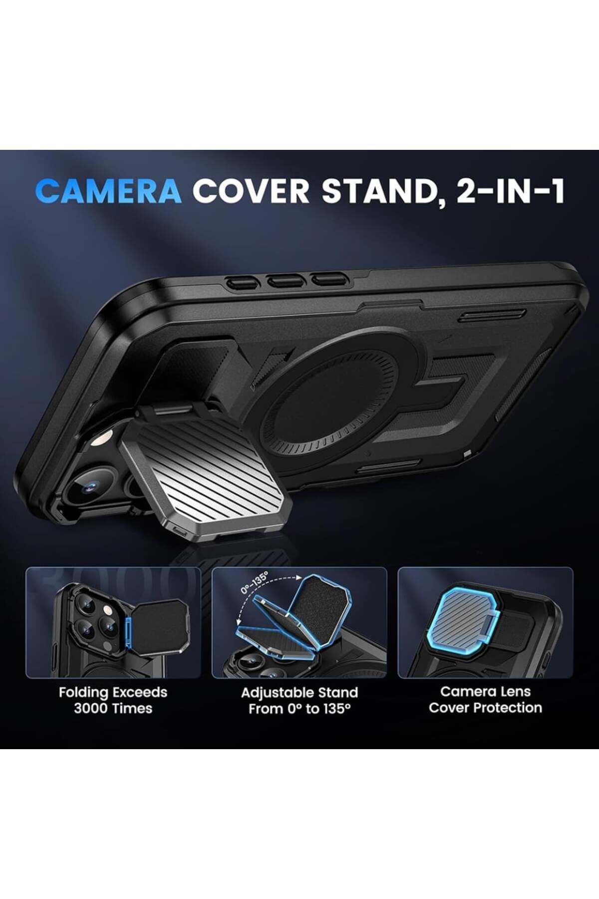 SKYDDAR INNOVATION-Case for iPhone 15 Pro Max, CamVault MagSafe with Camera Protection, sticker set, Black 2