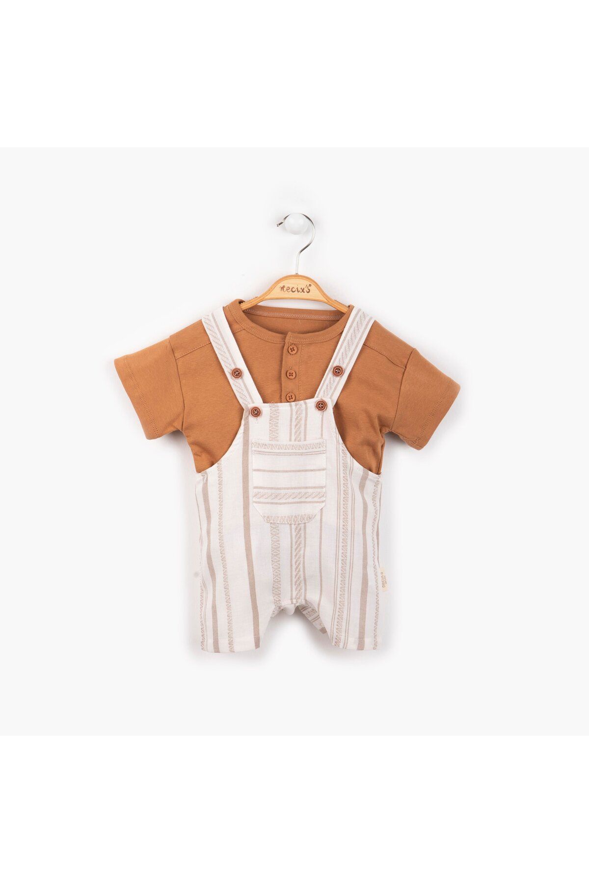 Adda Baby Erkek Bebek Yazlık Pamuklu Tshirt Keten Tulum 2'li Takım